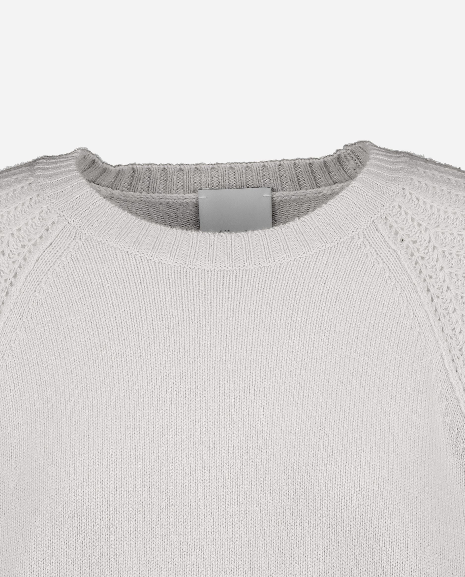 245-11192-80-S_hash_escaped_3 - Allude - 100% Cashmere Cashmere Damen Grau Kastiger Schnitt Langarm mittelschwerer Strick Pullover Rundhalsausschnitt SAPG::245-11192 Winter 2024/2025