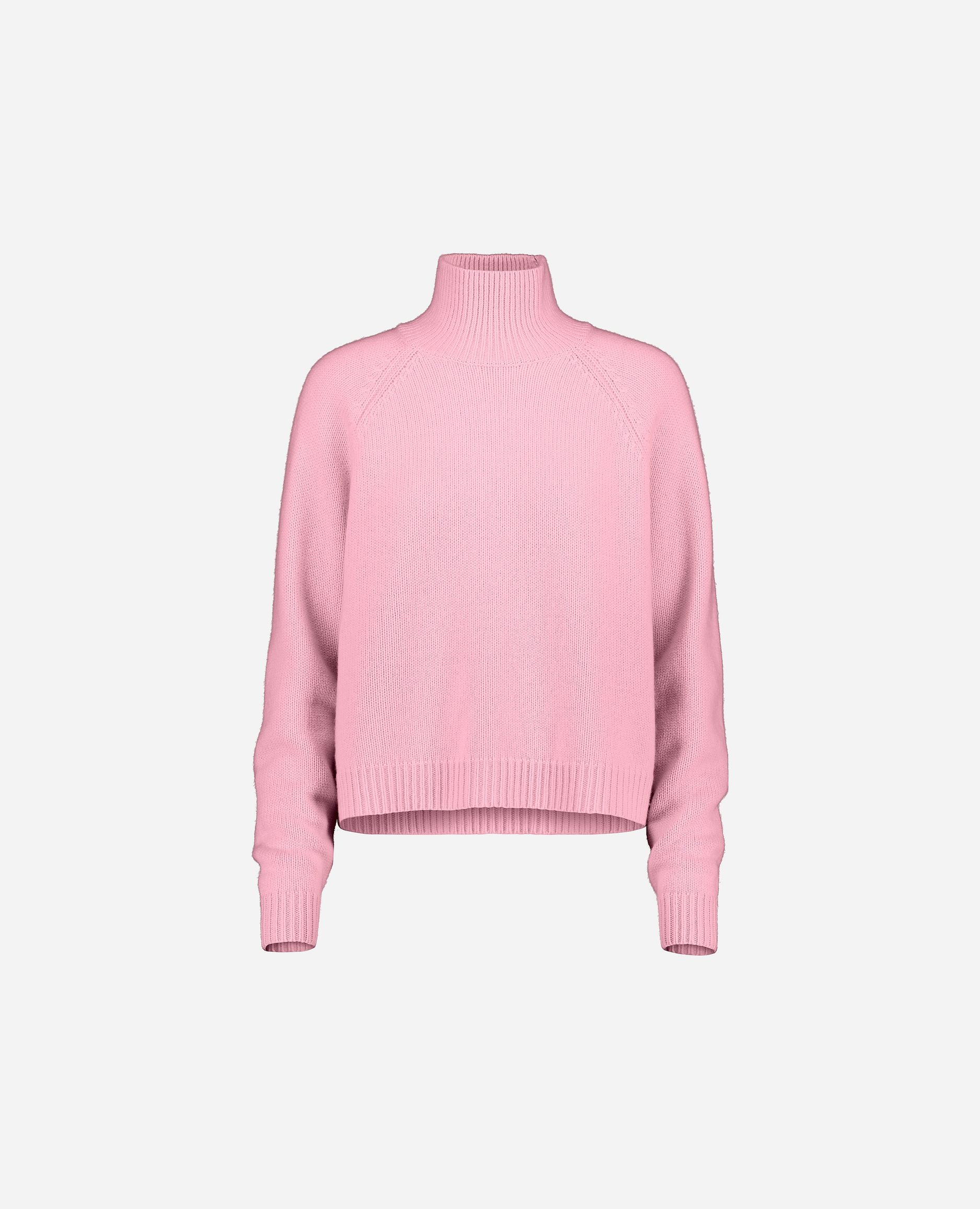 245-17001-62-S_hash_escaped_1 - Allude - 30% Cashmere 70% Wolle Damen Grobstrick Langarm Lockerer Schnitt Pullover Rose SAPG::245-17001 Stehkragen Winter 2024/2025 Wolle