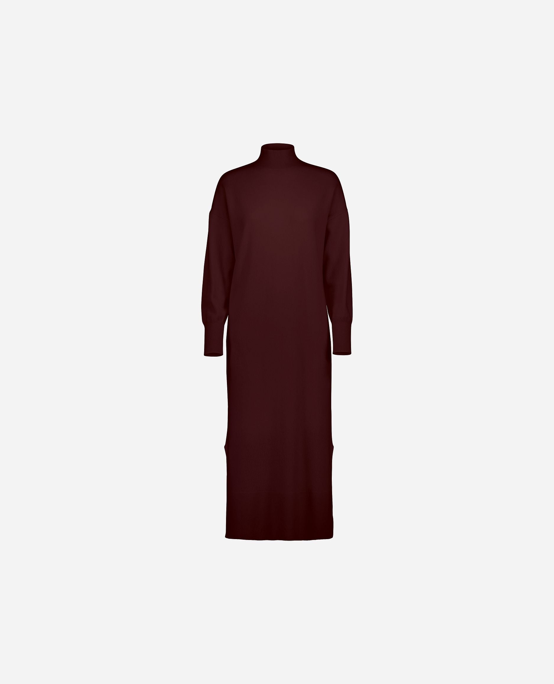 245-17014-69-S_hash_escaped_1 - Allude - 30% Cashmere 70% Wolle Active Damen Feinstrick Kleid Langarm Lockerer Schnitt Rot SAPG::245-17014 Stehkragen Winter 2024/2025 Wolle