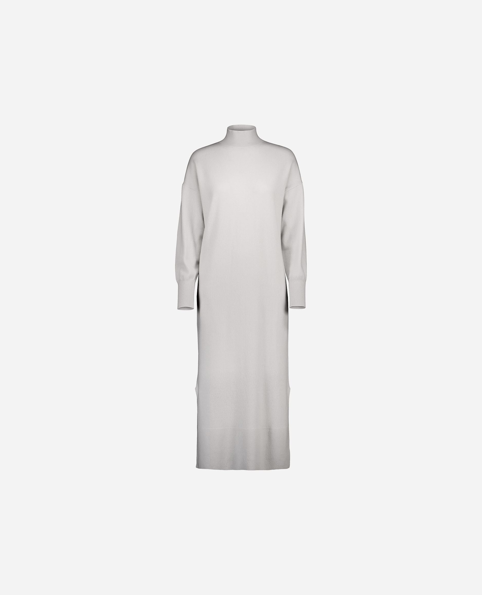 245-17014-80-S_hash_escaped_1 - Allude - 30% Cashmere 70% Wolle Damen Feinstrick Grau Kleid Langarm Lockerer Schnitt SAPG::245-17014 Stehkragen Winter 2024/2025 Wolle