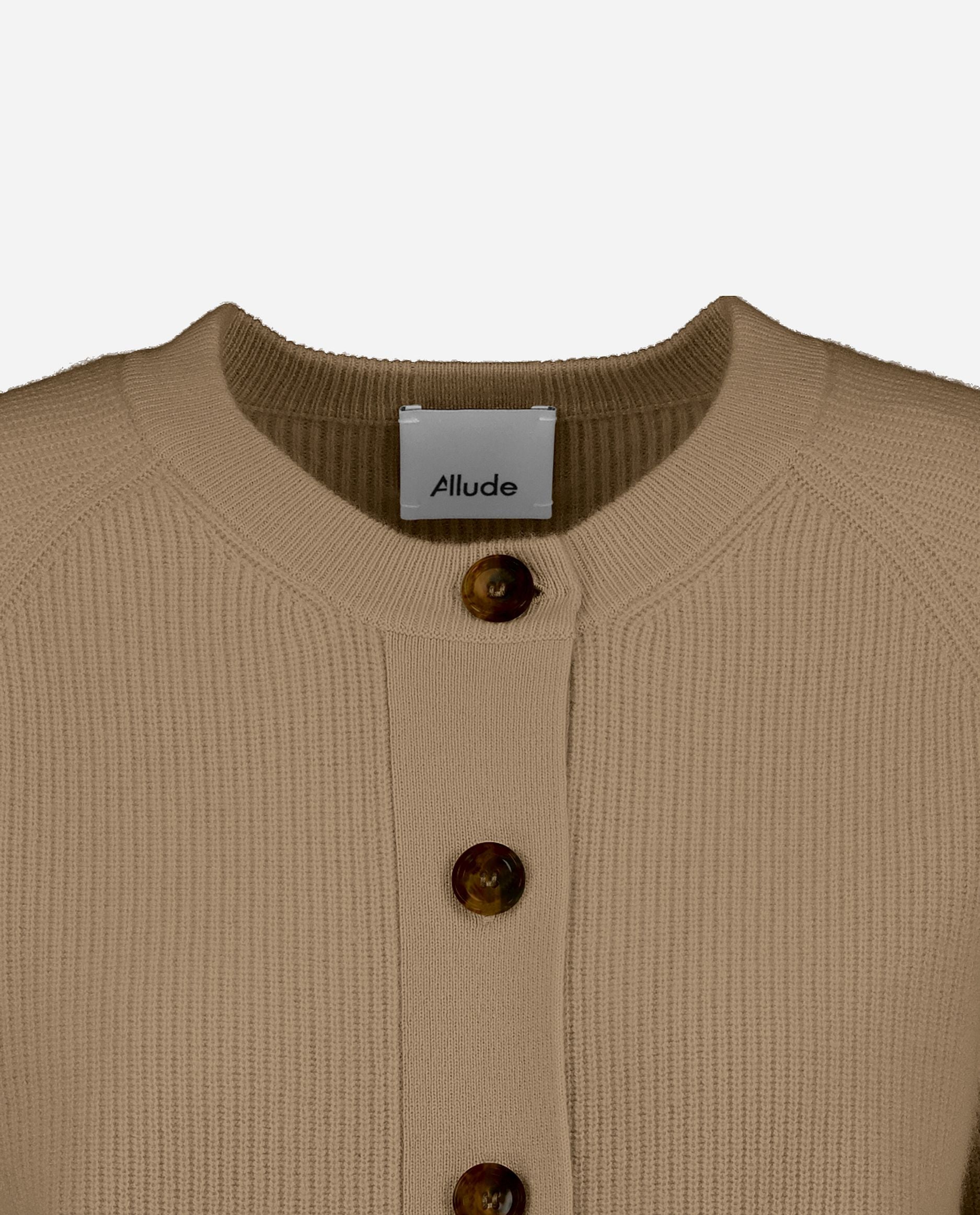 245-17070-43-S_hash_escaped_3 - Allude - 30% Cashmere 70% Wolle Beige Damen Feinstrick Gerade Passform Langarm Rundhalsausschnitt SAPG::245-17070 Strickjacke Winter 2024/2025 Wolle