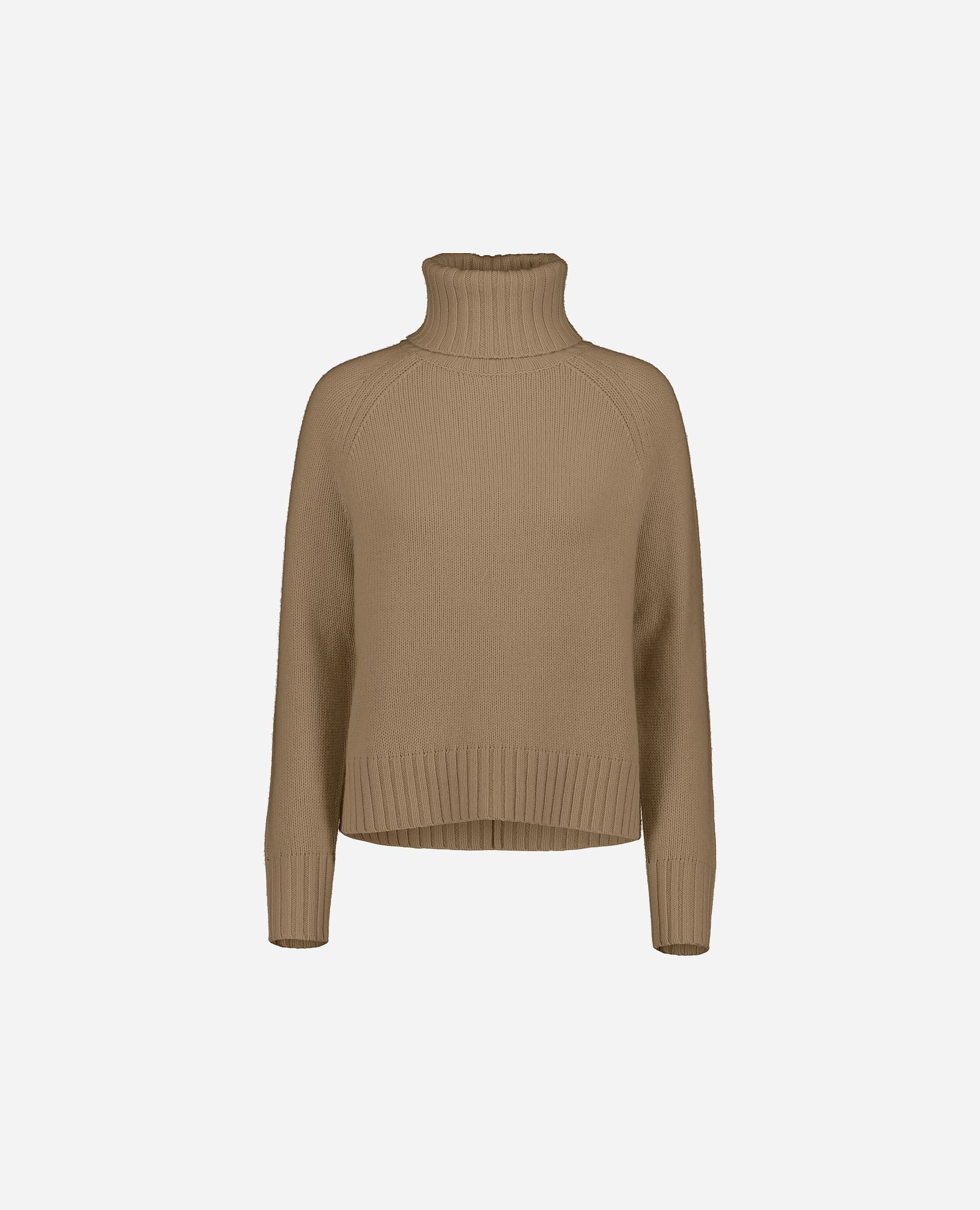 245-17632-43-S_hash_escaped_1 - Allude - 30% Cashmere 70% Wolle Beige Damen Gerade Passform Grobstrick Langarm Pullover Rollkragen SAPG::245-17632 Winter 2024/2025 Wolle