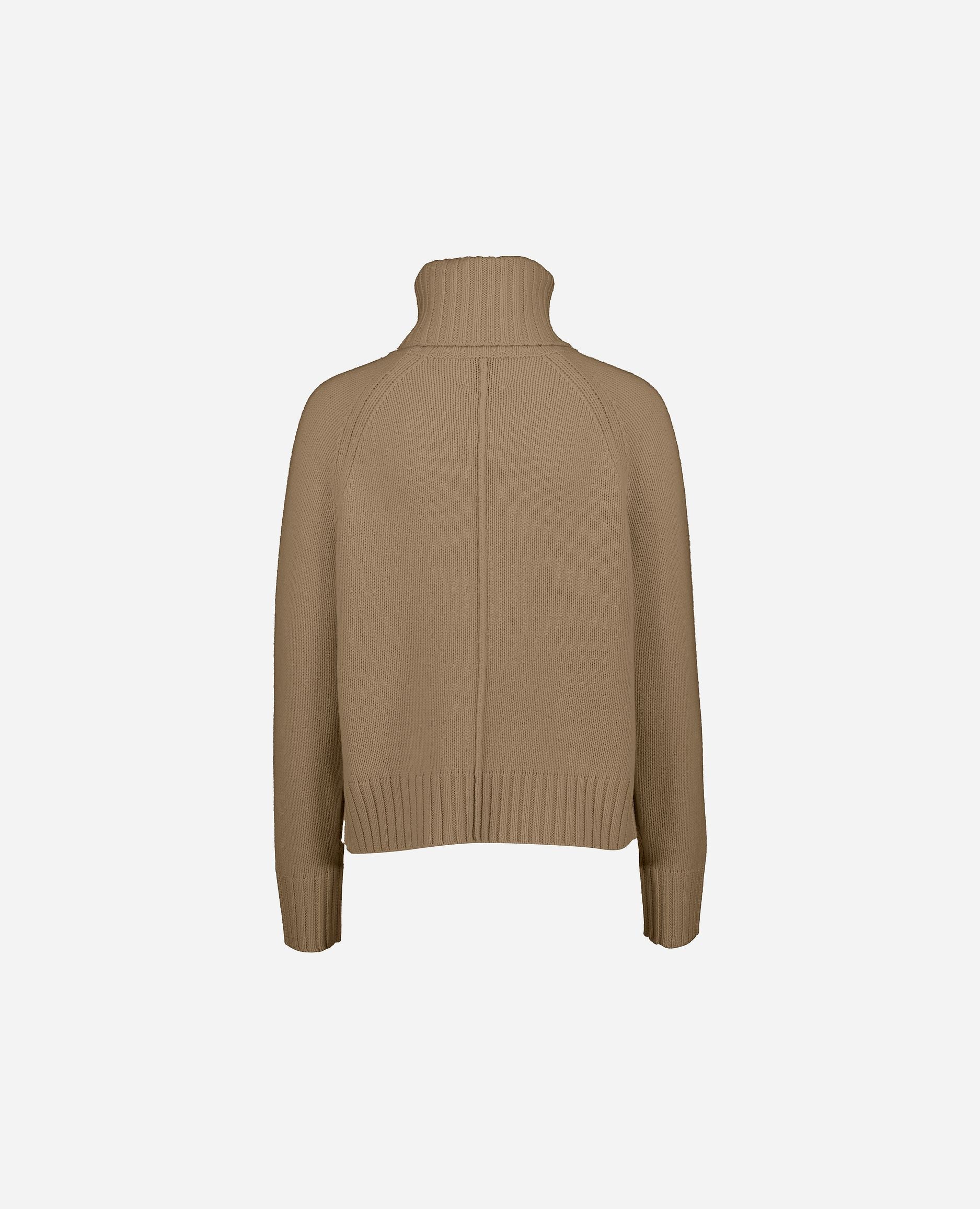 245-17632-43-S_hash_escaped_2 - Allude - 30% Cashmere 70% Wolle Beige Damen Gerade Passform Grobstrick Langarm Pullover Rollkragen SAPG::245-17632 Winter 2024/2025 Wolle