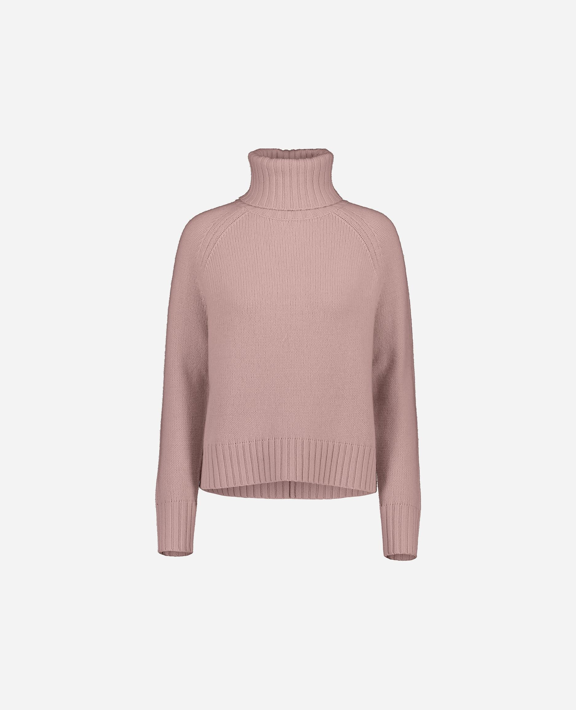 245-17632-61-S_hash_escaped_1 - Allude - 30% Cashmere 70% Wolle Damen Gerade Passform Grobstrick Langarm Pullover Rollkragen Rose SAPG::245-17632 Winter 2024/2025 Wolle