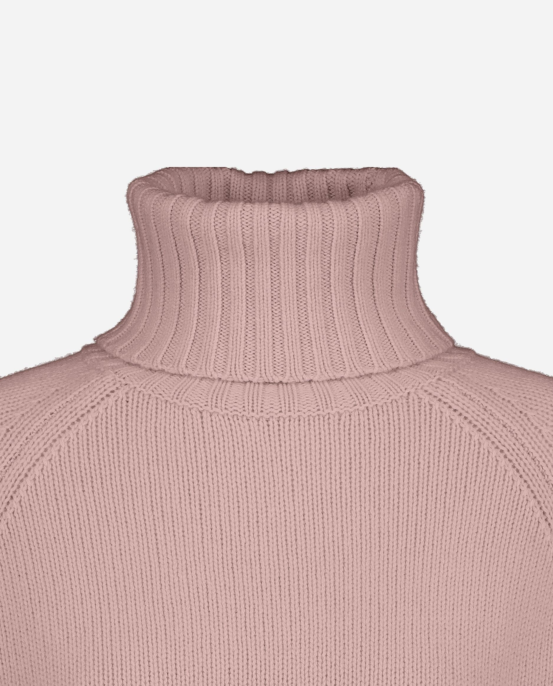 245-17632-61-S_hash_escaped_3 - Allude - 30% Cashmere 70% Wolle Damen Gerade Passform Grobstrick Langarm Pullover Rollkragen Rose SAPG::245-17632 Winter 2024/2025 Wolle