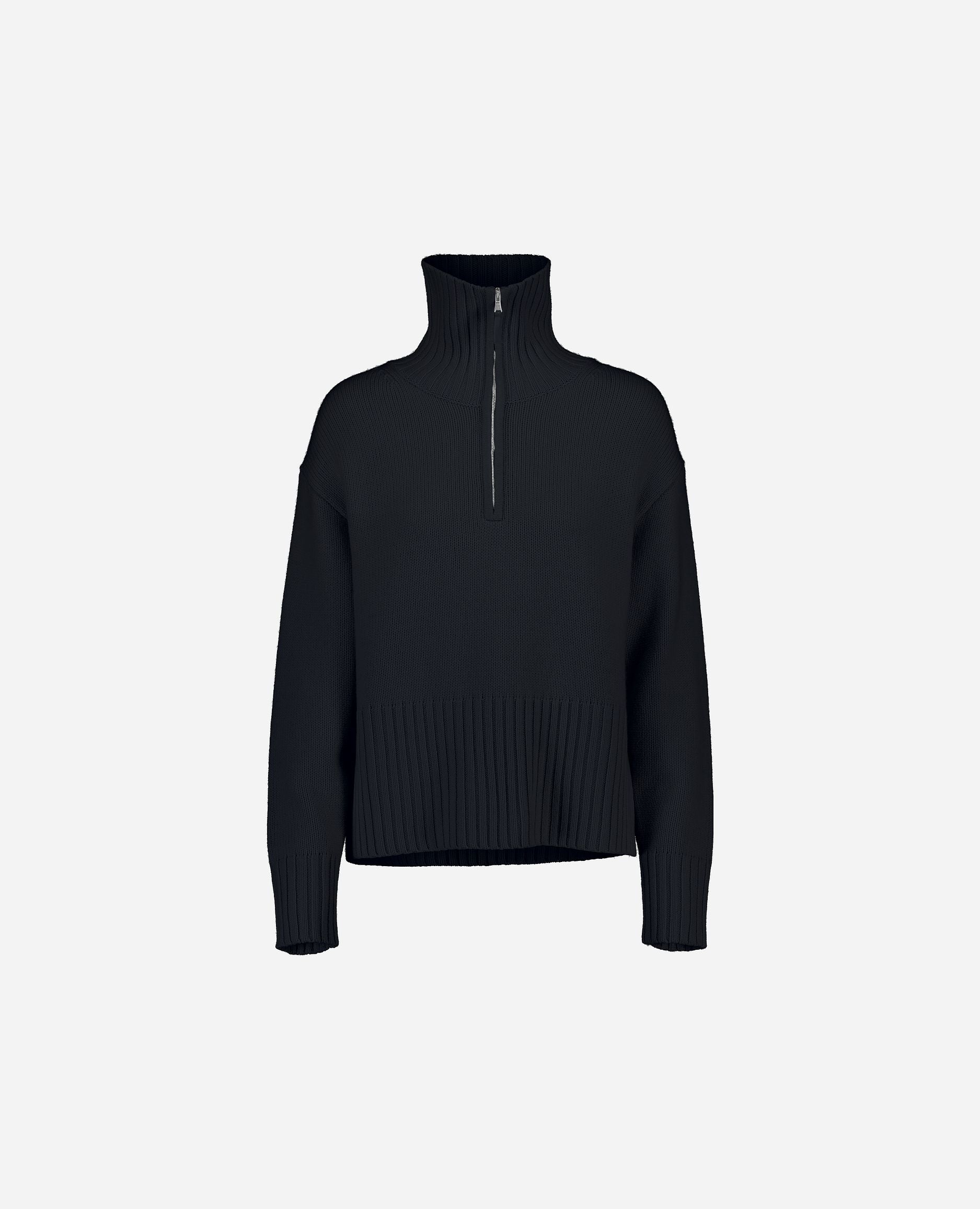 245-17644-14-S_hash_escaped_1 - Allude - 0 30% Cashmere 70% Wolle Damen Gerade Passform Grobstrick Langarm Navy Pullover SAPG::245-17644 Winter 2024/2025 Wolle