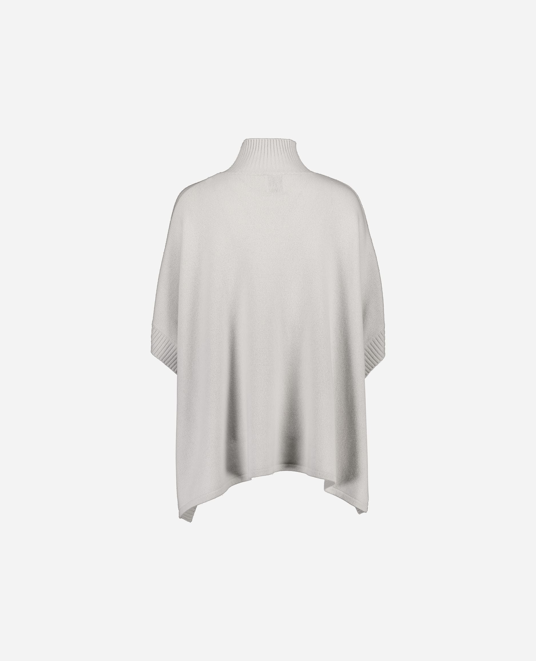 245-17645-80-S_hash_escaped_2 - Allude - 0 30% Cashmere 70% Wolle Damen Grau Halbarm Lockerer Schnitt mittelschwerer Strick Poncho SAPG::245-17645 Winter 2024/2025 Wolle