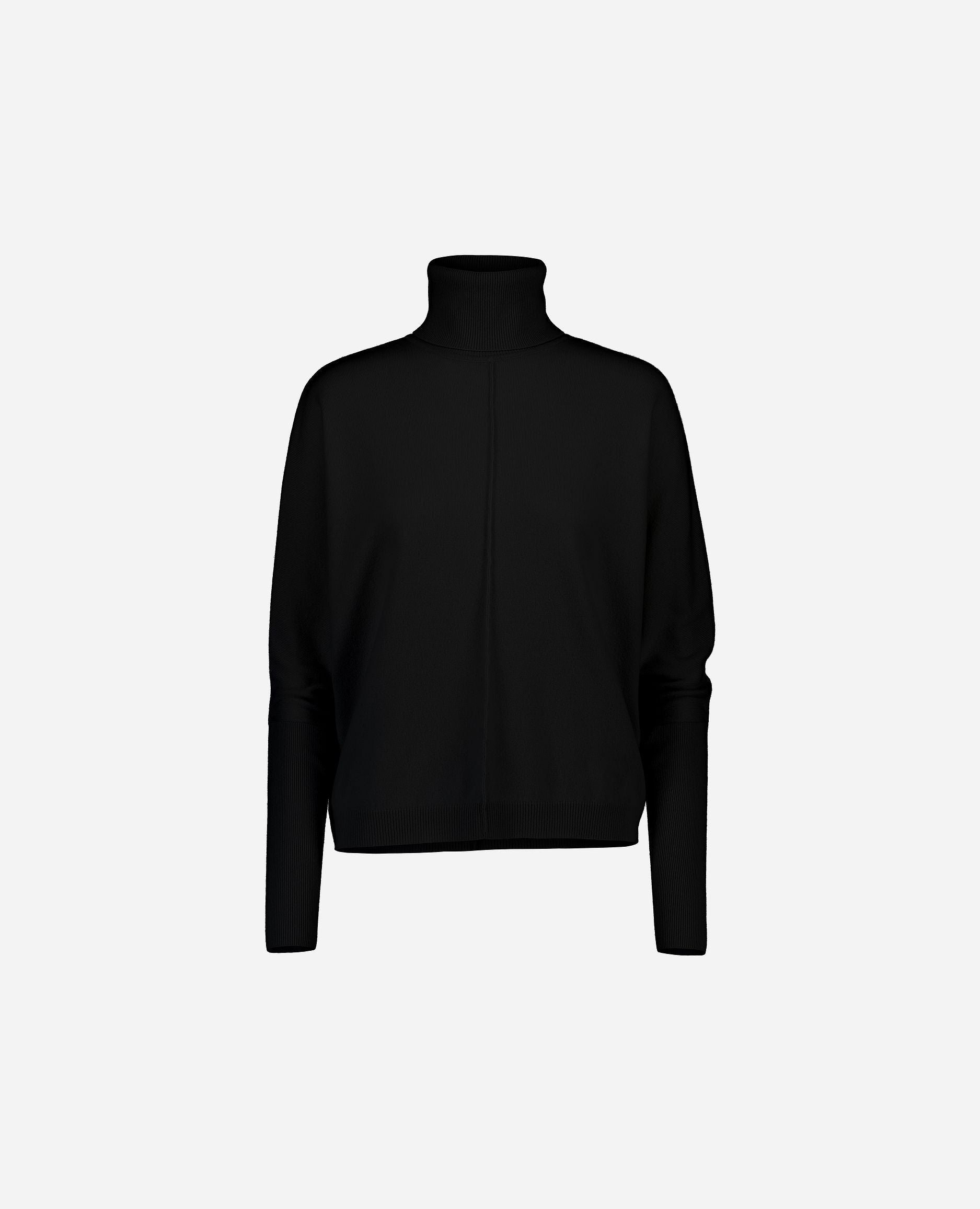 245-17660-90-S_hash_escaped_1 - Allude - 30% Cashmere 70% Wolle Damen Feinstrick Langarm Lockerer Schnitt Pullover Rollkragen SAPG::245-17660 Schwarz Winter 2024/2025 Wolle