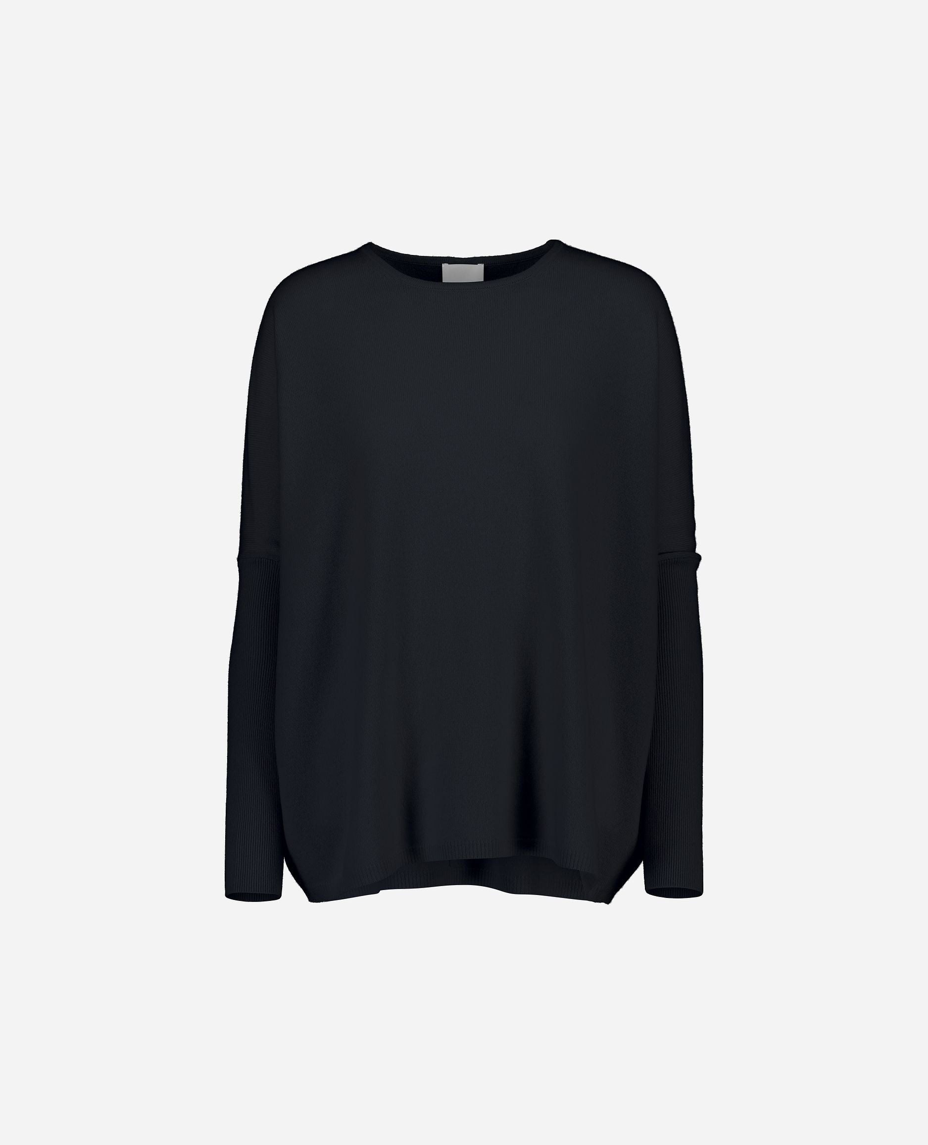 245-17662-14-S_hash_escaped_1 - Allude - 30% Cashmere 70% Wolle Bootshalsausschnitt Damen Feinstrick Langarm Lockerer Schnitt Navy Pullover SAPG::245-17662 Winter 2024/2025 Wolle