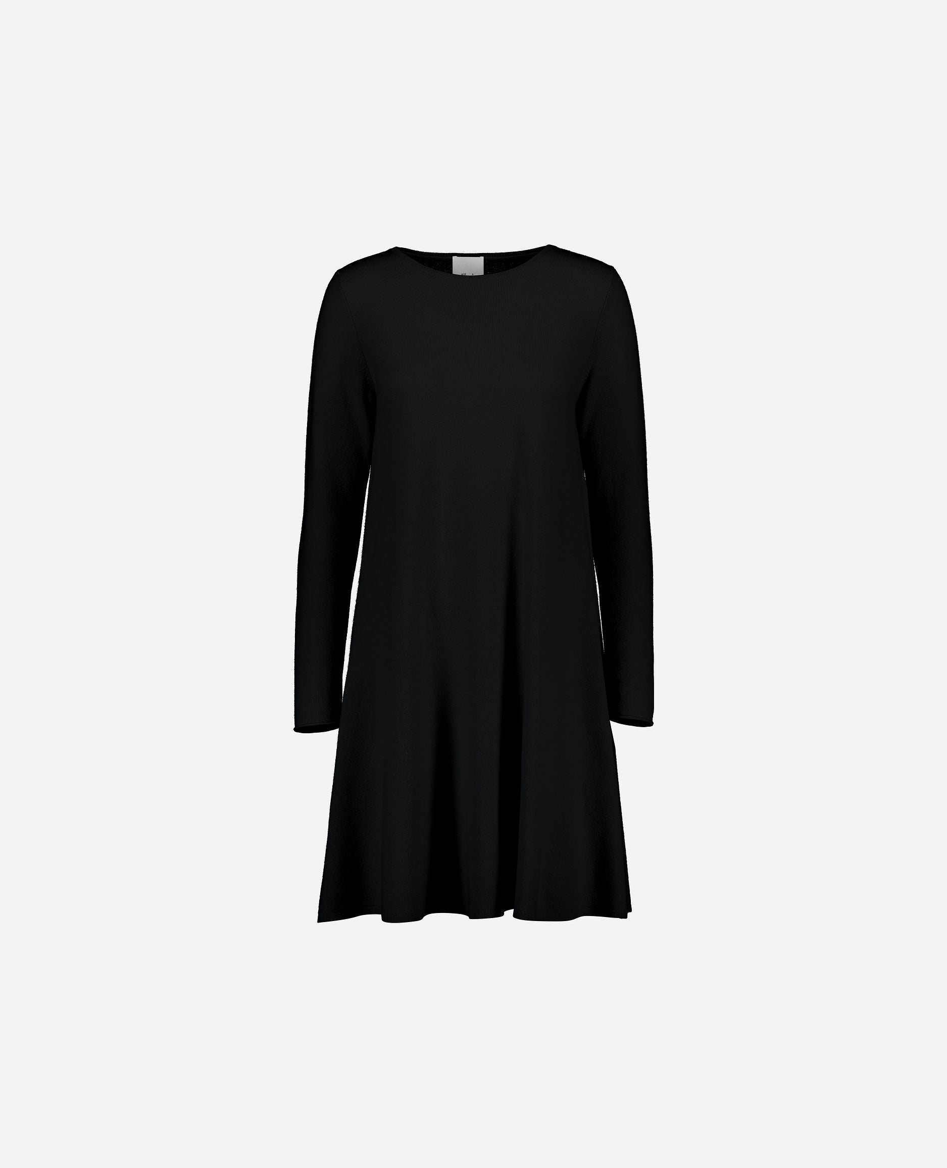 245-17664-90-S_hash_escaped_1 - Allude - 30% Cashmere 70% Wolle A-Form Damen Feinstrick Kleid Langarm Rundhalsausschnitt SAPG::245-17664 Schwarz Winter 2024/2025 Wolle