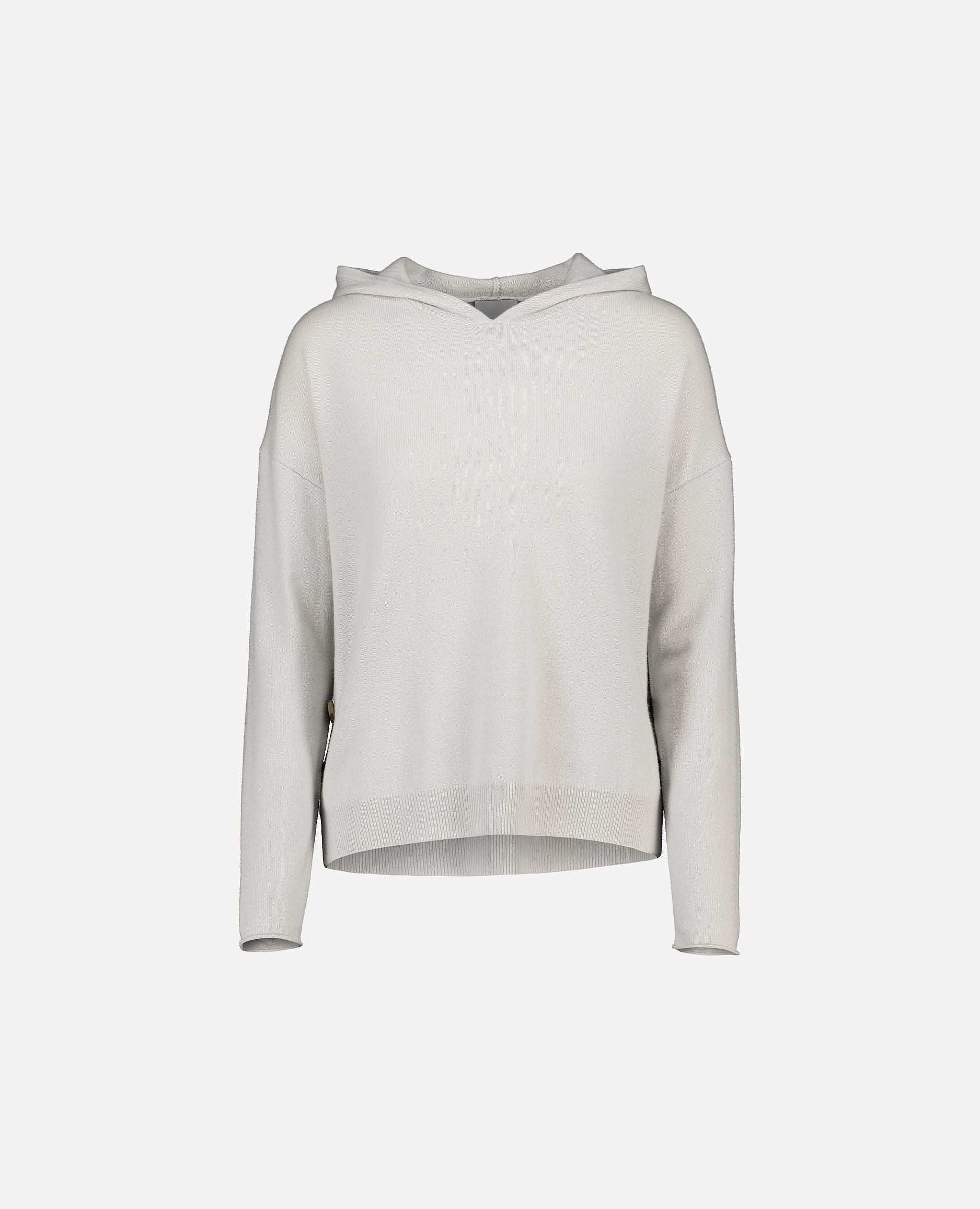 245-17701-80-S_hash_escaped_1 - Allude - 30% Cashmere 70% Wolle Active Damen Feinstrick Grau Kapuze Langarm Lockerer Schnitt Pullover SAPG::245-17701 Winter 2024/2025 Wolle