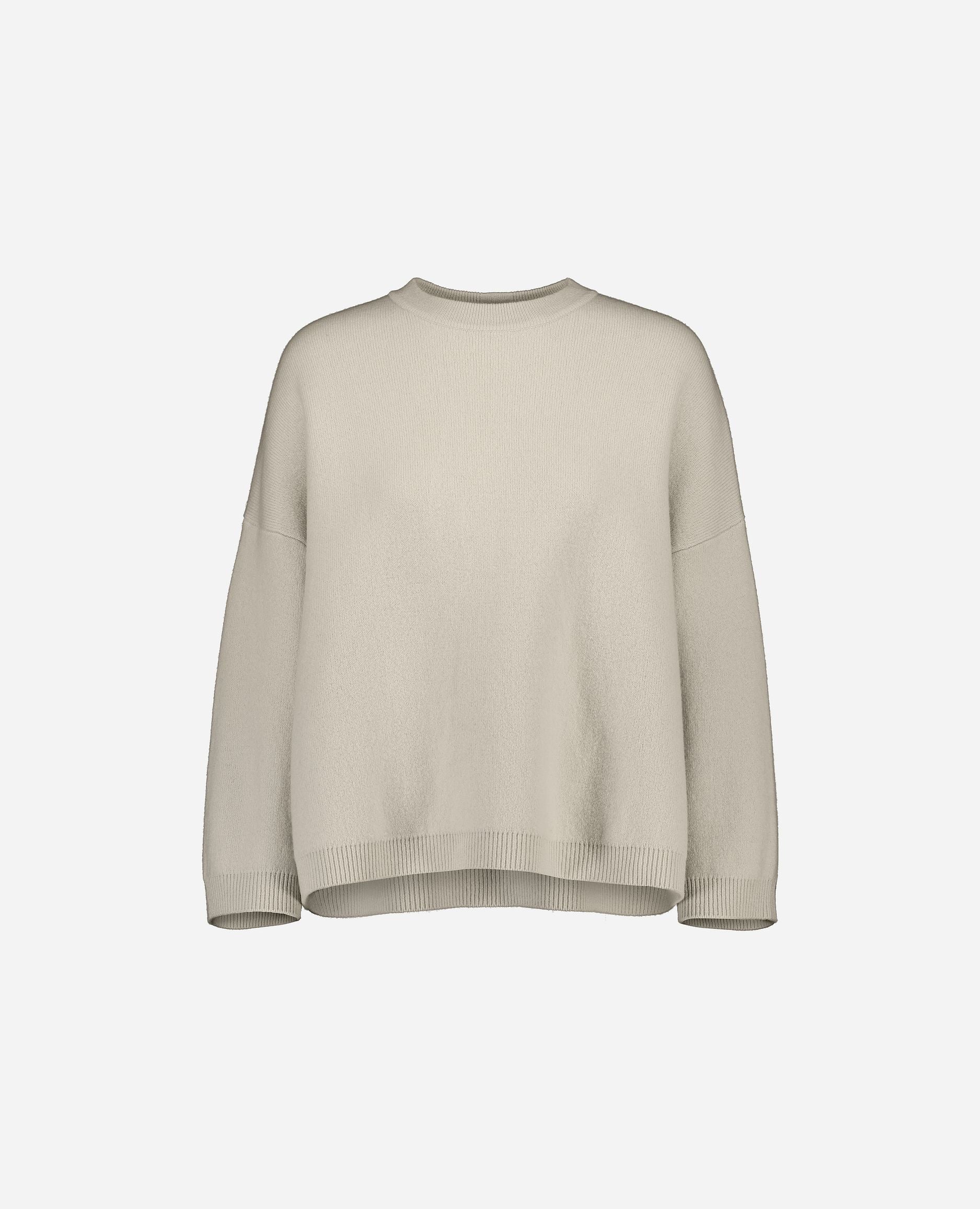 245-17712-42-S_hash_escaped_1 - Allude - 30% Cashmere 70% Wolle Beige Damen Langarm Lockerer Schnitt mittelschwerer Strick Pullover Rundhalsausschnitt SAPG::245-17712 Winter 2024/2025 Wolle