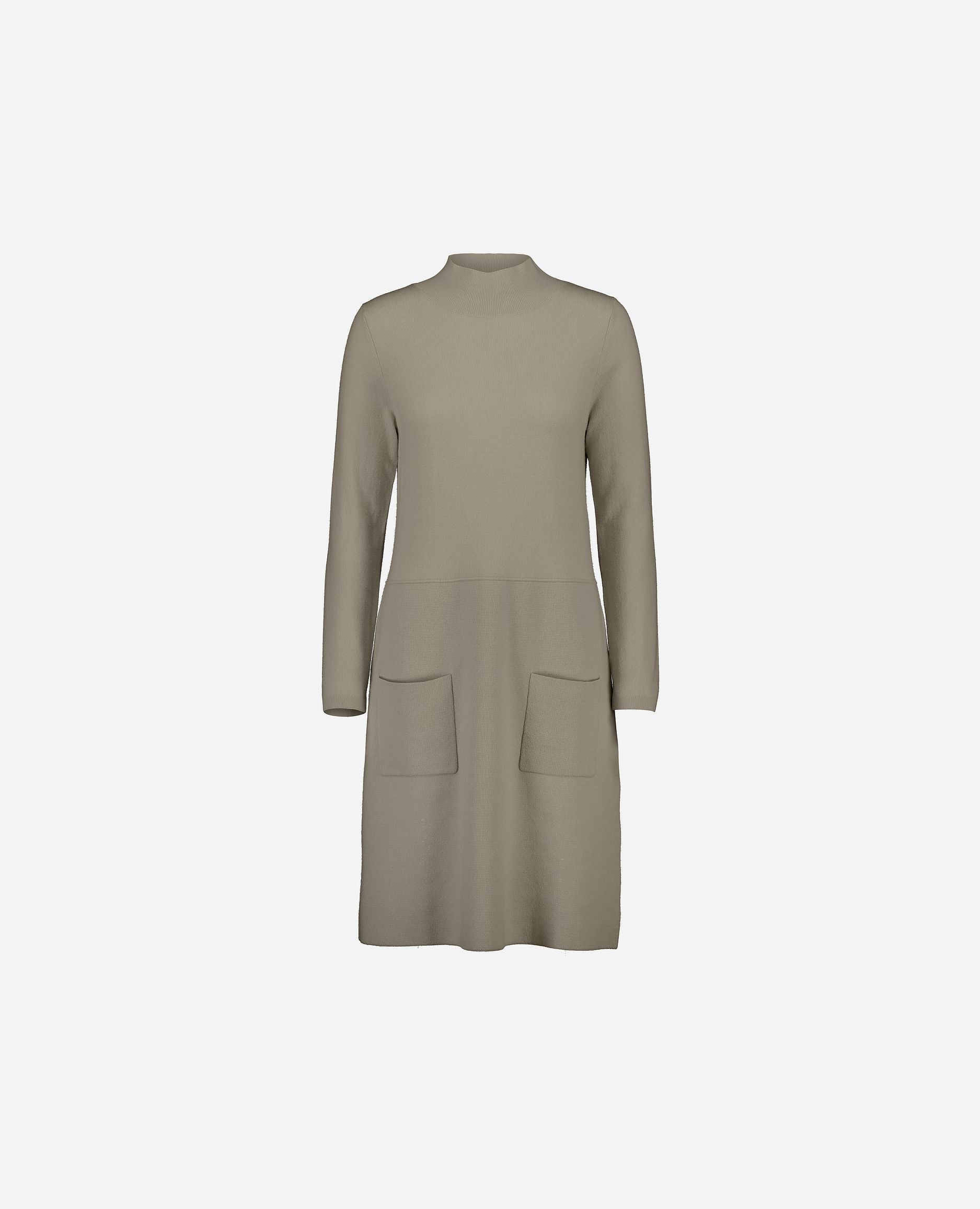 245-17772-85-S_hash_escaped_1 - Allude - 30% Cashmere 70% Wolle A-Form Damen Feinstrick Grau Kleid Langarm SAPG::245-17772 Stehkragen Winter 2024/2025 Wolle