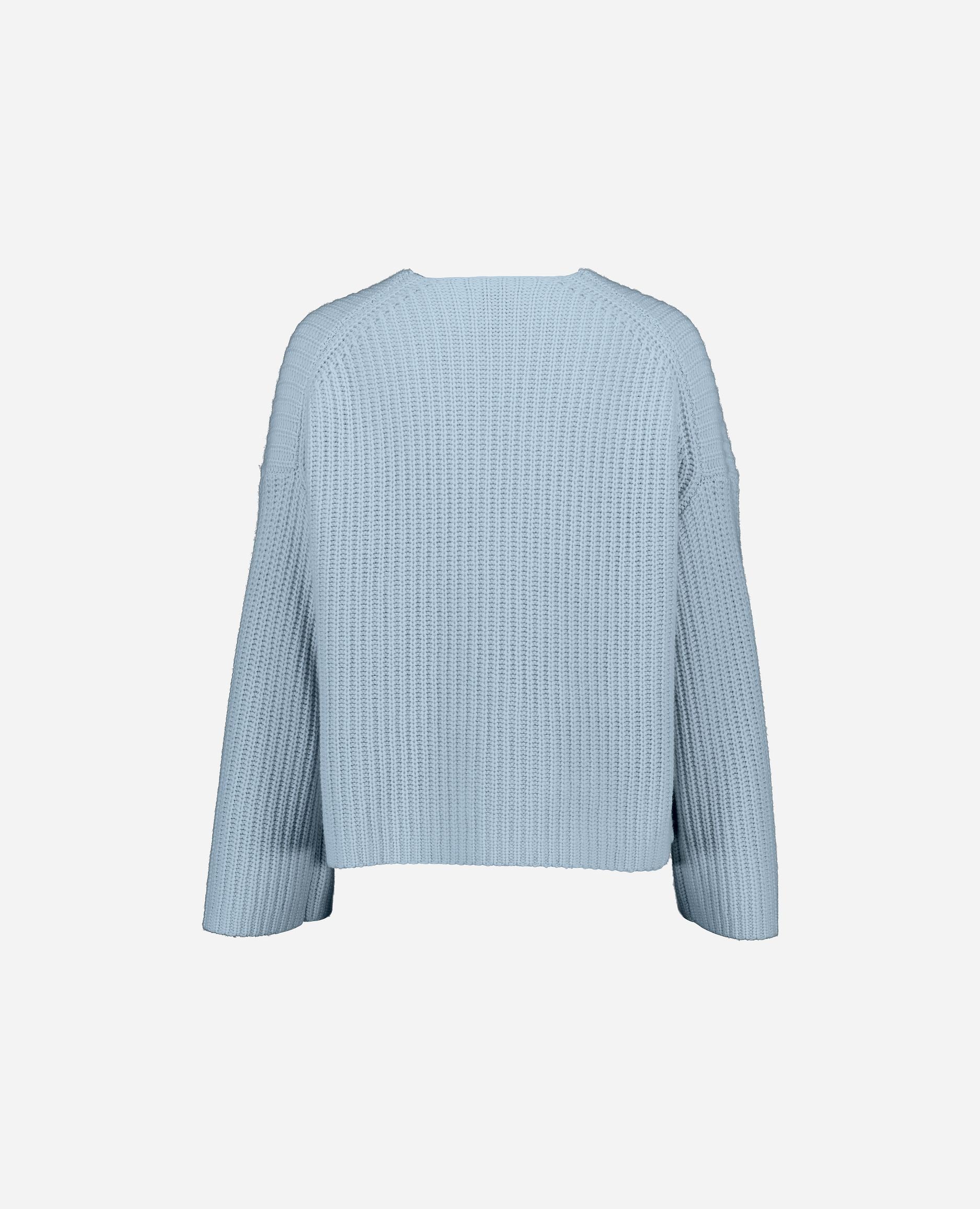 245-17781-11-S_hash_escaped_2 - Allude - 30% Cashmere 70% Wolle Blau Damen Grobstrick Langarm Lockerer Schnitt Pullover SAPG::245-17781 V-Ausschnitt Winter 2024/2025 Wolle