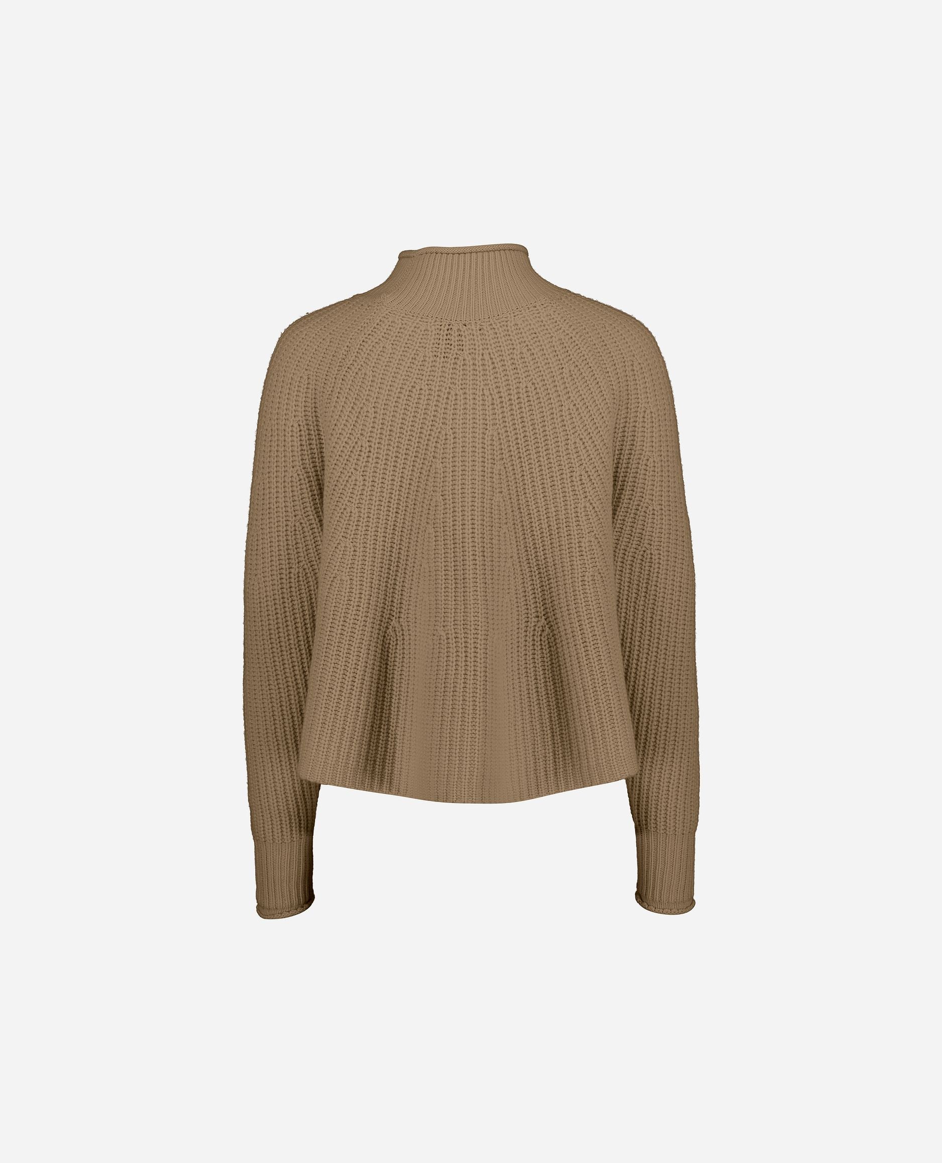 245-17783-43-S_hash_escaped_2 - Allude - 30% Cashmere 70% Wolle A-Form Beige Damen Grobstrick Langarm Pullover SAPG::245-17783 Stehkragen Winter 2024/2025 Wolle