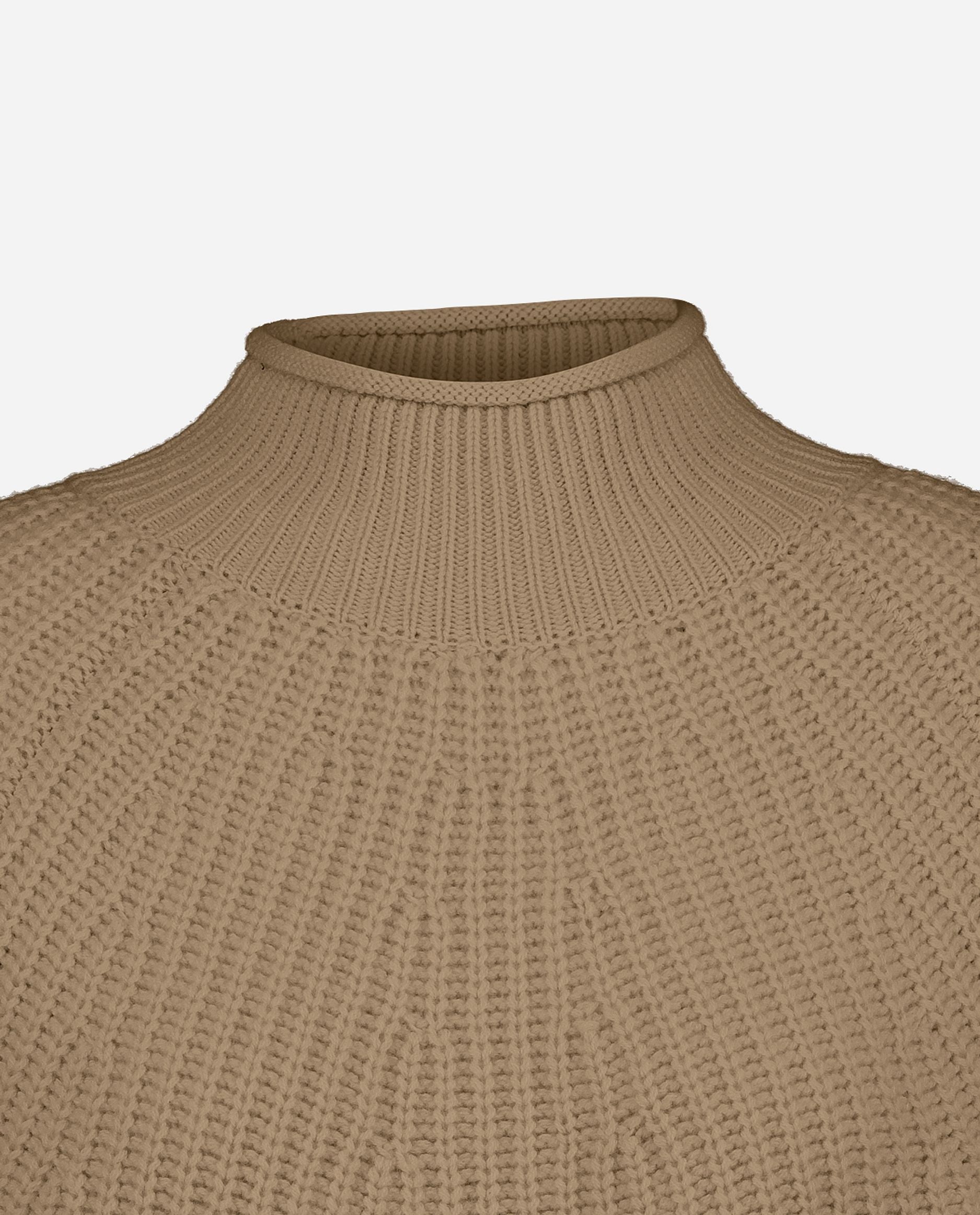 245-17783-43-S_hash_escaped_3 - Allude - 30% Cashmere 70% Wolle A-Form Beige Damen Grobstrick Langarm Pullover SAPG::245-17783 Stehkragen Winter 2024/2025 Wolle