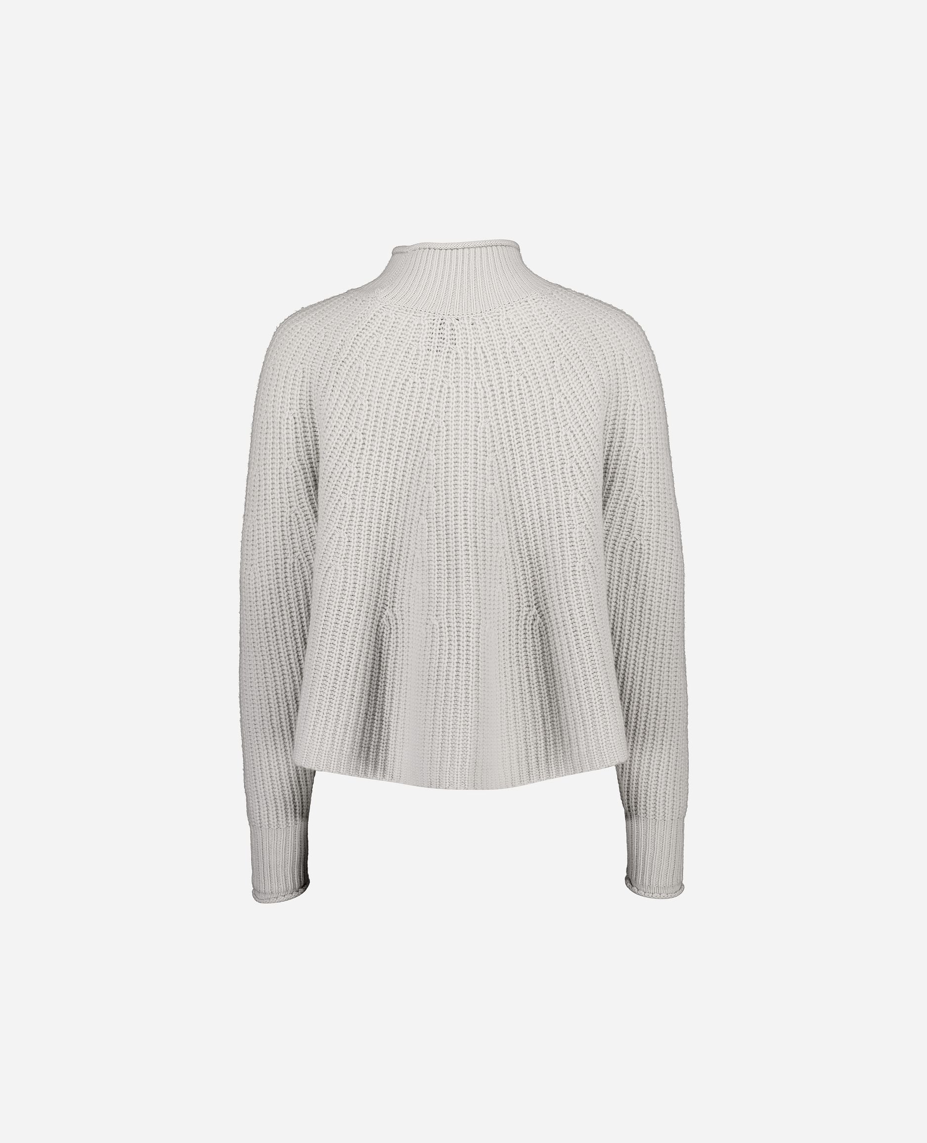 245-17783-80-S_hash_escaped_2 - Allude - 30% Cashmere 70% Wolle A-Form Damen Grau Grobstrick Langarm Pullover SAPG::245-17783 Stehkragen Winter 2024/2025 Wolle