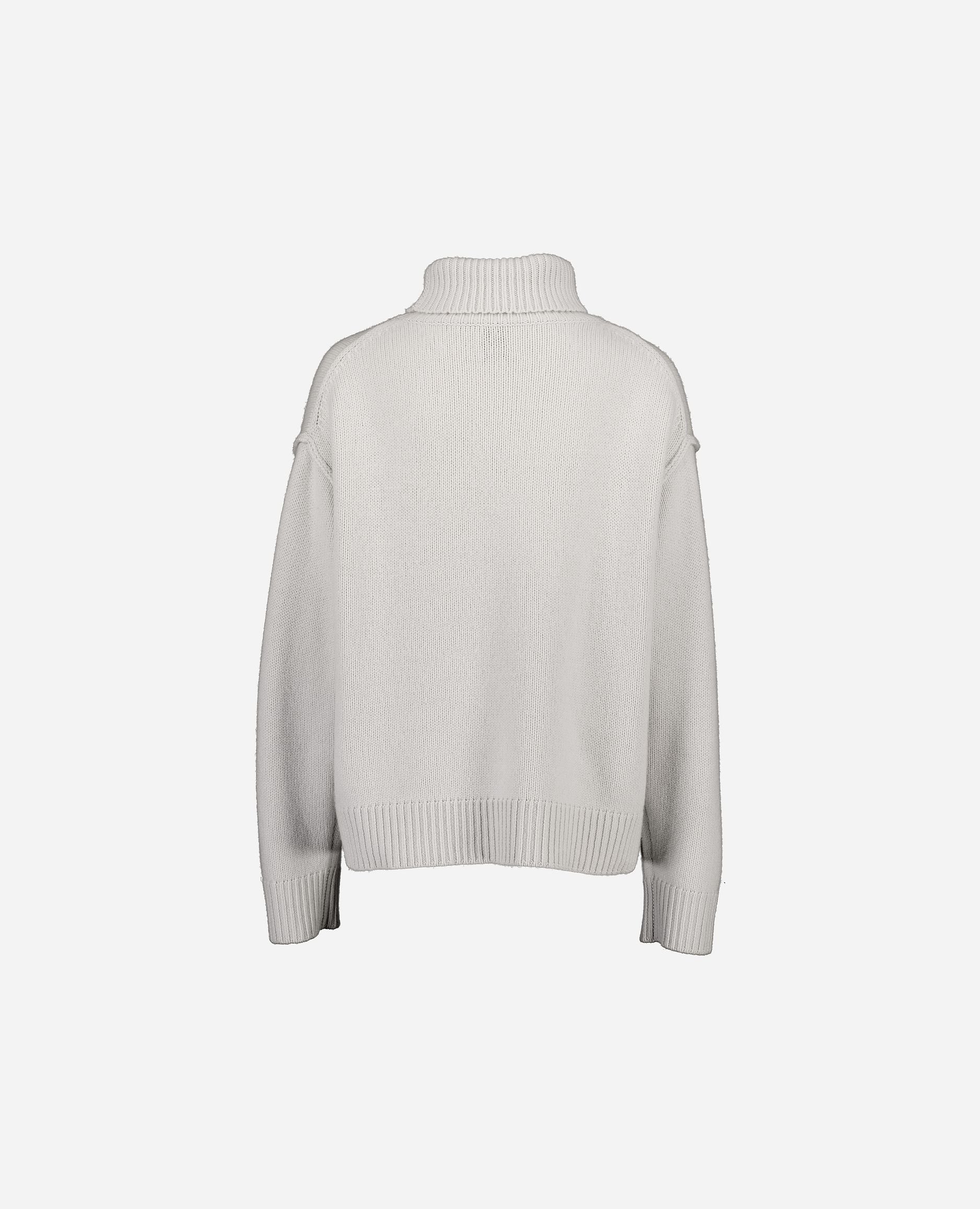 245-17801-80-S_hash_escaped_2 - Allude - 30% Cashmere 70% Wolle Damen Grau Grobstrick Langarm Lockerer Schnitt Pullover Rollkragen SAPG::245-17801 Winter 2024/2025 Wolle