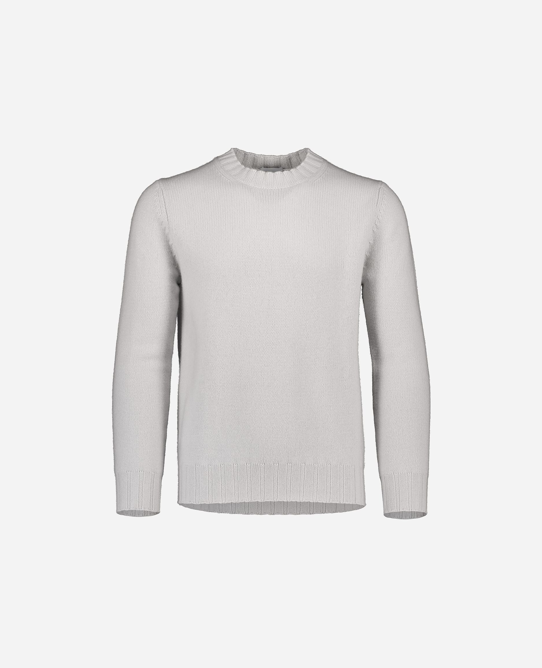 245-30001-80-S_hash_escaped_1 - Allude - 100% Cashmere Active Basic Cashmere Gerade Passform Grau Grobstrick Herren Langarm Pullover Rundhalsausschnitt SAPG::245-30001 Winter 2024/2025