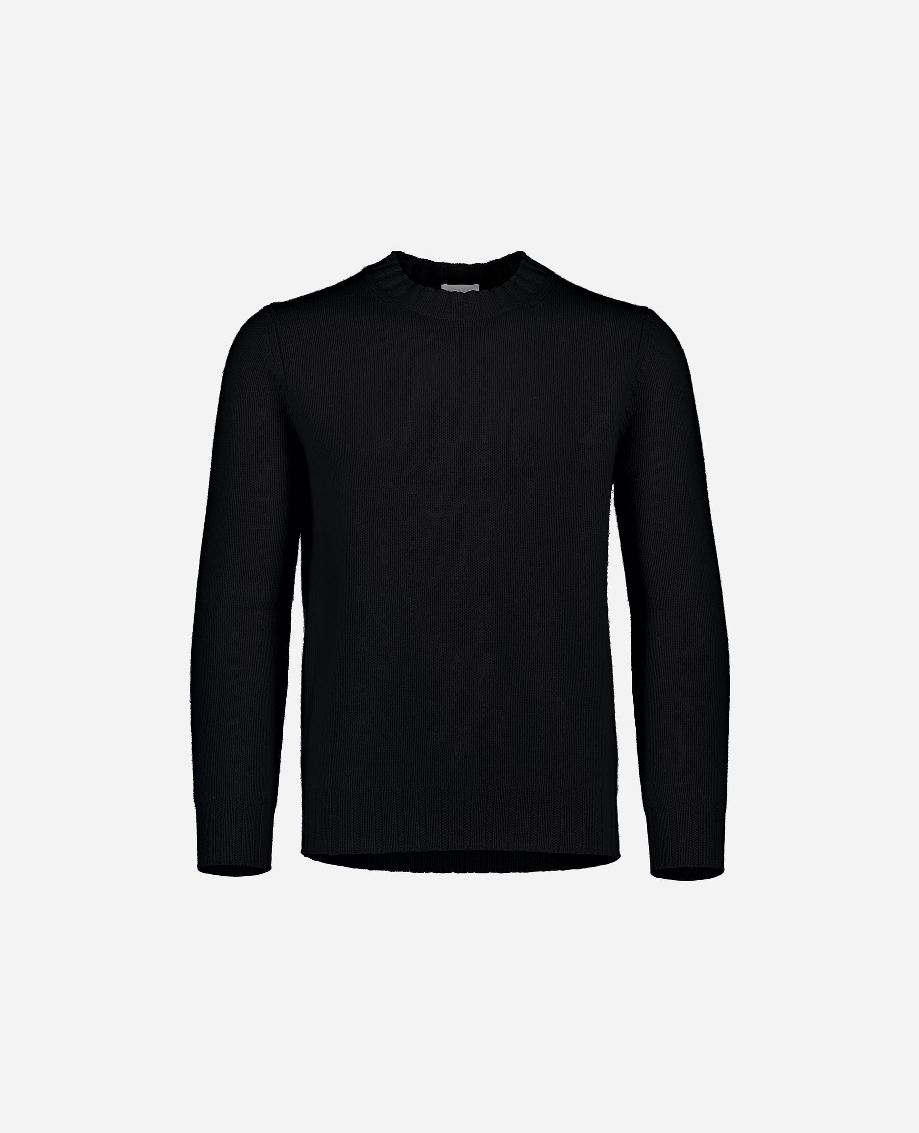 245-30001-90-S_hash_escaped_1 - Allude - 100% Cashmere Basic Cashmere Gerade Passform Grobstrick Herren Langarm Pullover Rundhalsausschnitt SAPG::245-30001 Schwarz Winter 2024/2025