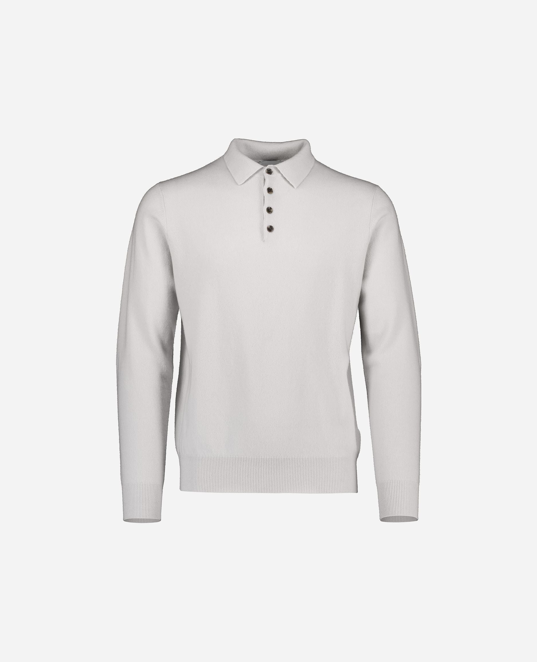 245-30023-80-S_hash_escaped_1 - Allude - 100% Cashmere Basic Cashmere Feinstrick Gerade Passform Grau Herren Langarm neveroutofstock Polo-Kragen Pullover SAPG::245-30023 Winter 2024/2025