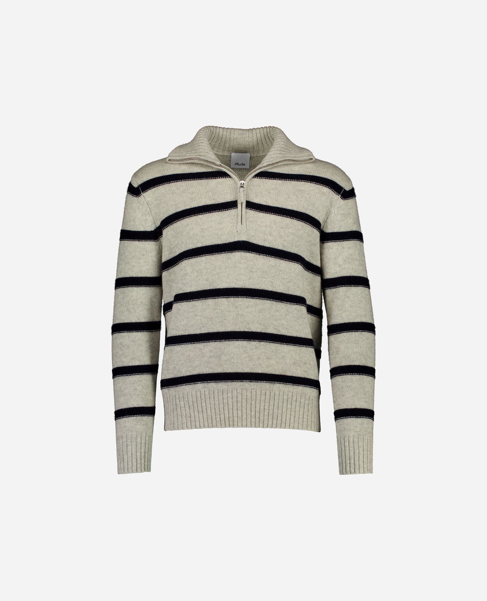 245-37050-8114-S_hash_escaped_1 - Allude - 30% Cashmere 70% Wolle Gerade Passform Grau Grobstrick Herren Langarm Pullover SAPG::245-37050 Stehkragen Winter 2024/2025 Wolle