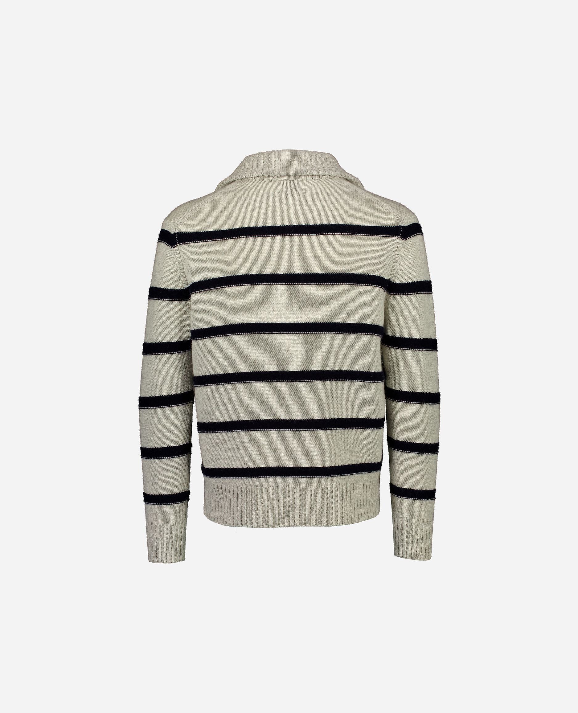 245-37050-8114-S_hash_escaped_2 - Allude - 30% Cashmere 70% Wolle Gerade Passform Grau Grobstrick Herren Langarm Pullover SAPG::245-37050 Stehkragen Winter 2024/2025 Wolle