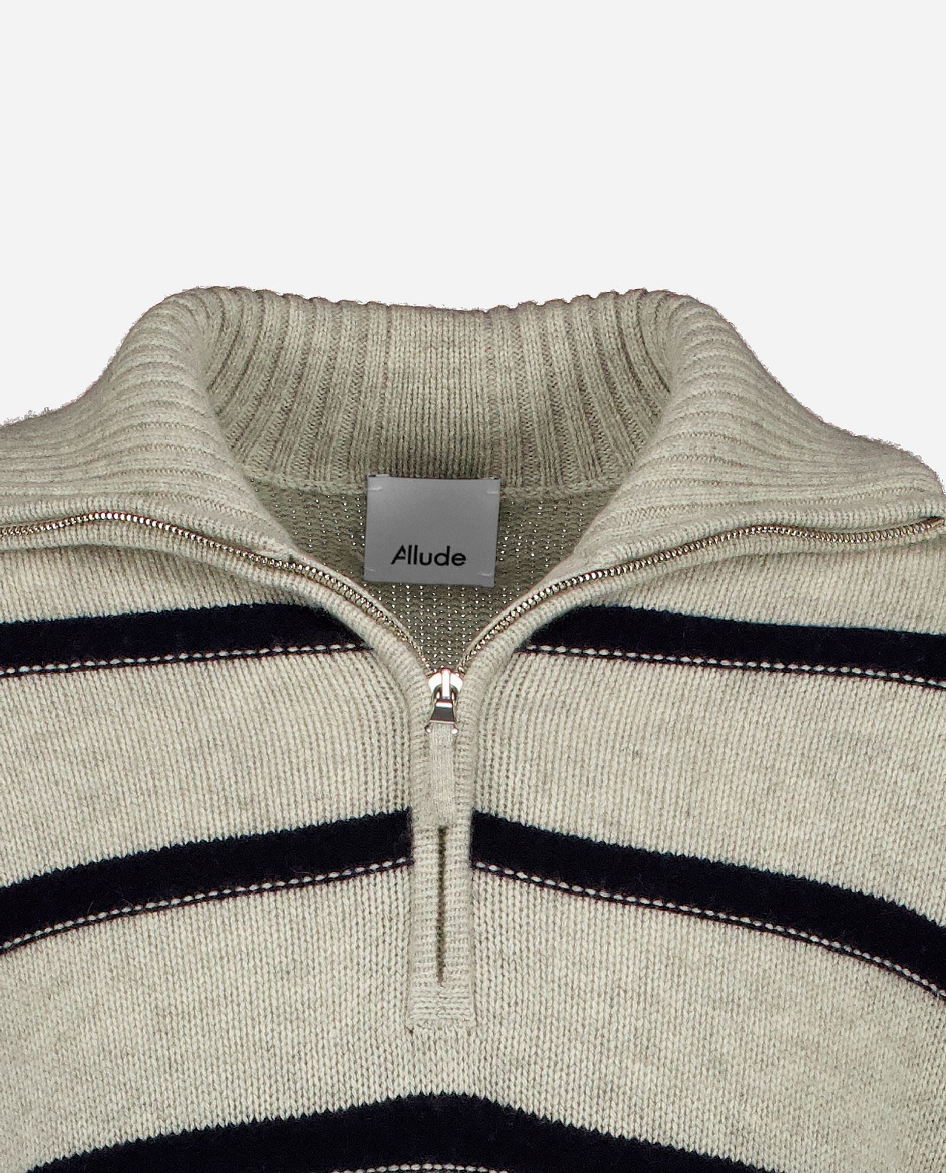 245-37050-8114-S_hash_escaped_3 - Allude - 30% Cashmere 70% Wolle Gerade Passform Grau Grobstrick Herren Langarm Pullover SAPG::245-37050 Stehkragen Winter 2024/2025 Wolle