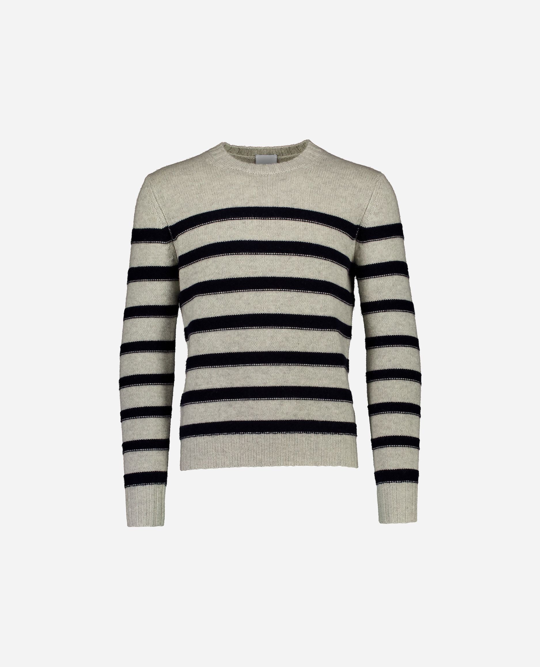 245-37051-8114-S_hash_escaped_1 - Allude - 30% Cashmere 70% Wolle Gerade Passform Grau Grobstrick Herren Langarm Pullover Rundhalsausschnitt SAPG::245-37051 Winter 2024/2025 Wolle