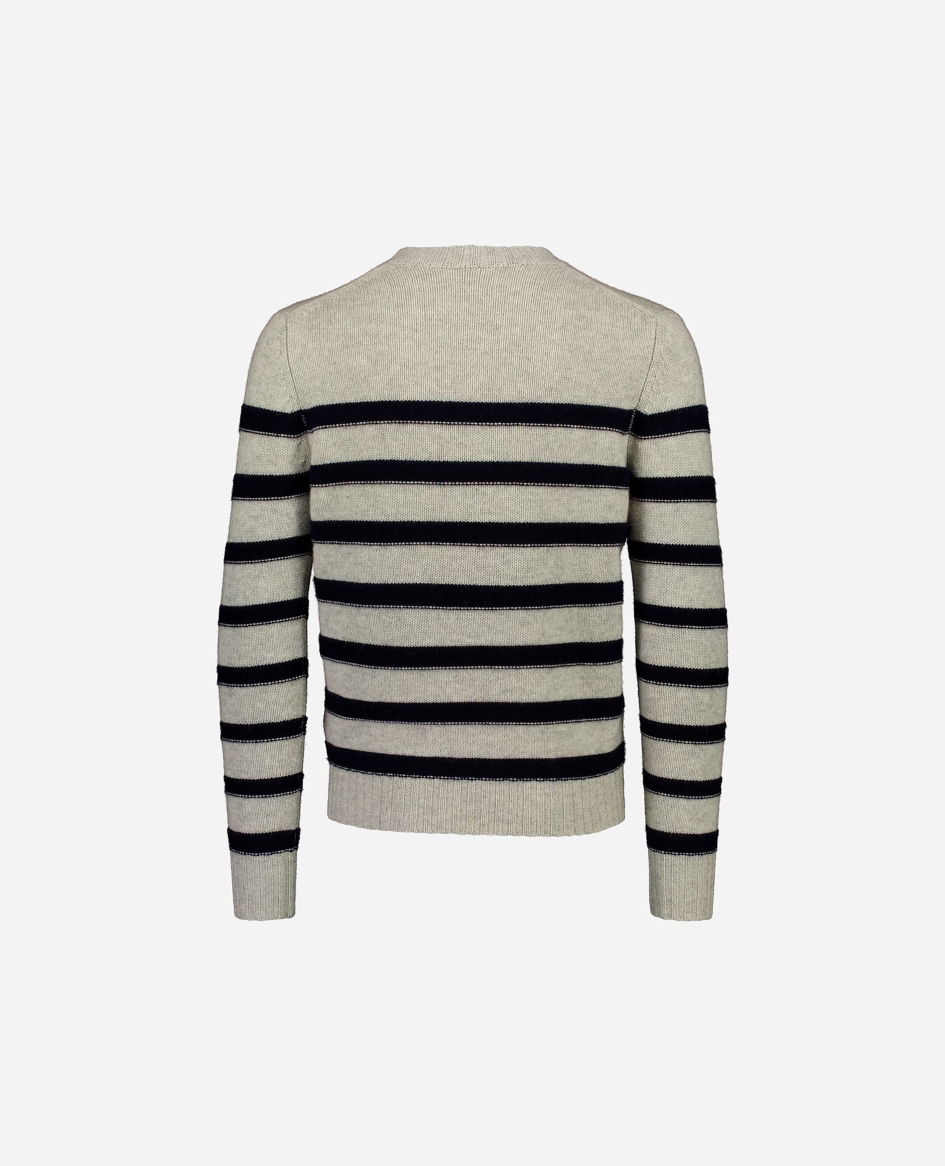 245-37051-8114-S_hash_escaped_2 - Allude - 30% Cashmere 70% Wolle Gerade Passform Grau Grobstrick Herren Langarm Pullover Rundhalsausschnitt SAPG::245-37051 Winter 2024/2025 Wolle