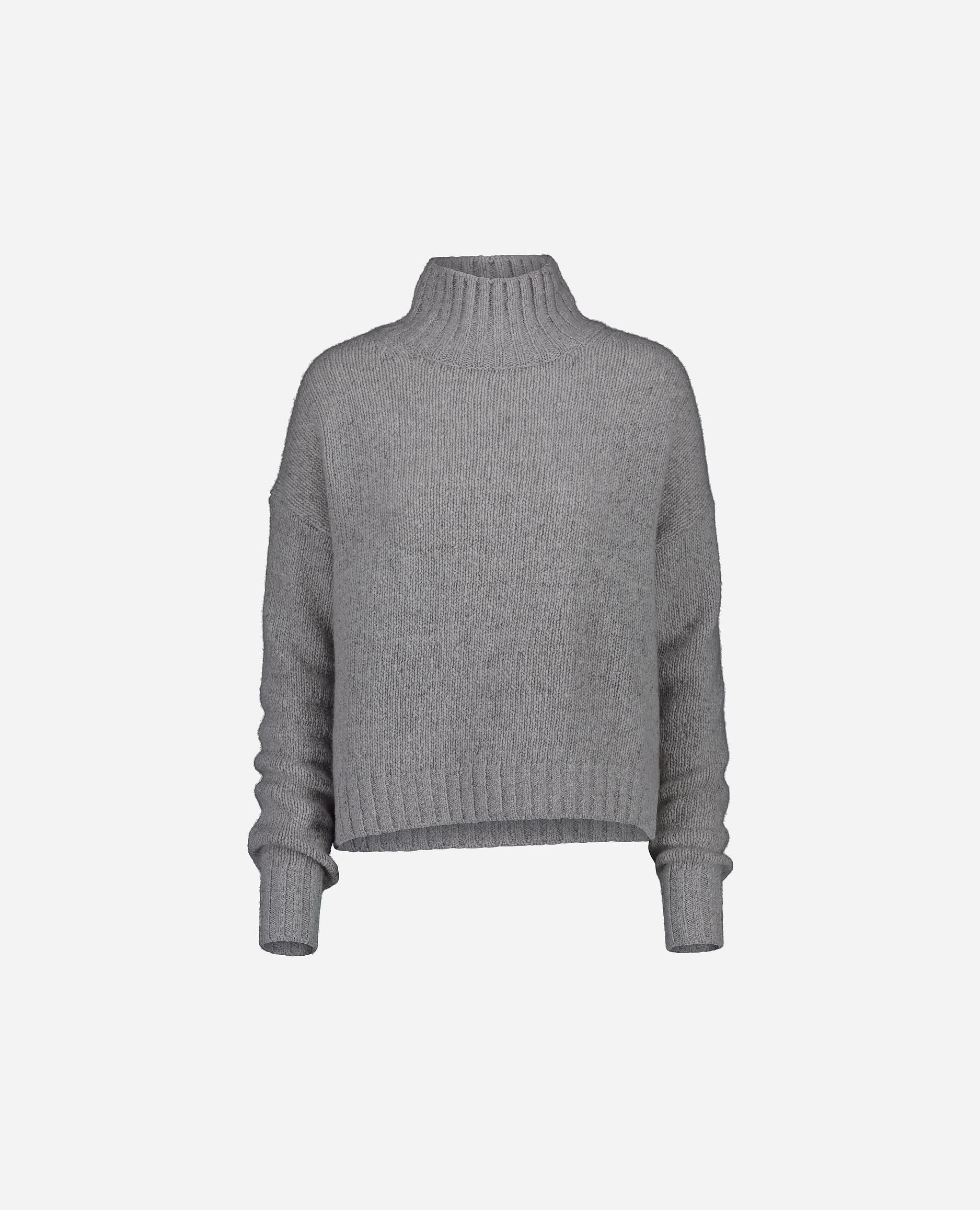 245-60002-83-S_hash_escaped_1 - Allude - 100% Cashmere Cashmere Damen Gerade Passform Grau Grobstrick Langarm Pullover SAPG::245-60002 Stehkragen Winter 2024/2025