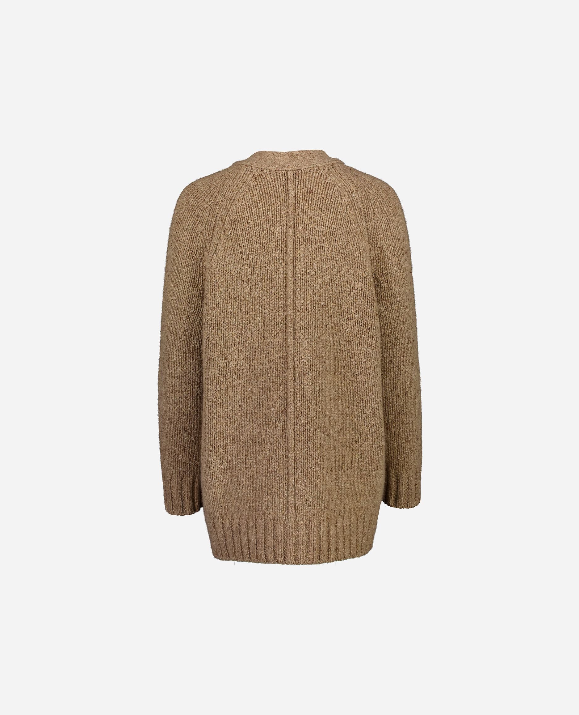 245-60005-43-S_hash_escaped_2 - Allude - 100% Cashmere Beige Cashmere Damen Grobstrick Langarm Lockerer Schnitt SAPG::245-60005 Strickjacke V-Ausschnitt Winter 2024/2025