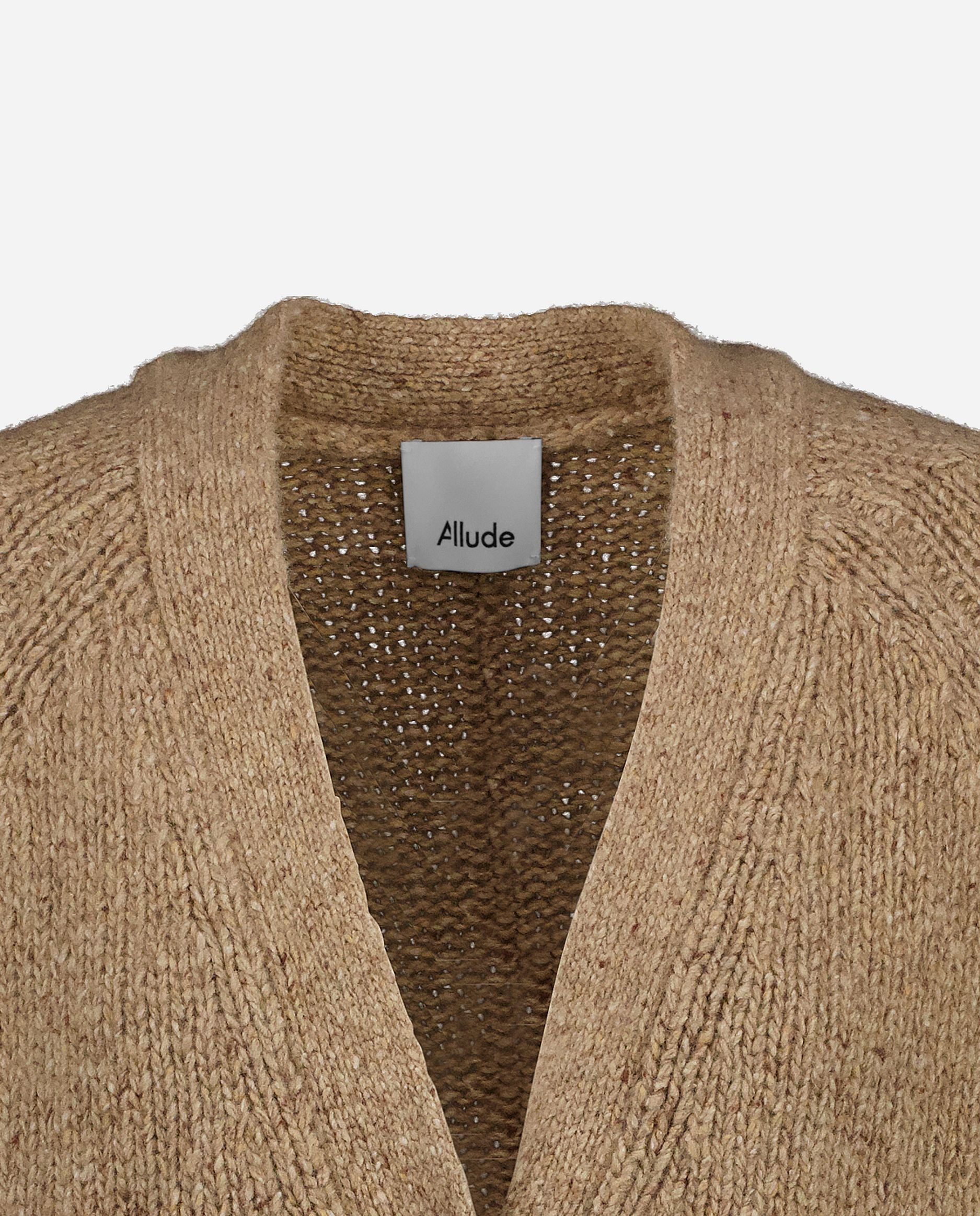 245-60005-43-S_hash_escaped_3 - Allude - 100% Cashmere Beige Cashmere Damen Grobstrick Langarm Lockerer Schnitt SAPG::245-60005 Strickjacke V-Ausschnitt Winter 2024/2025