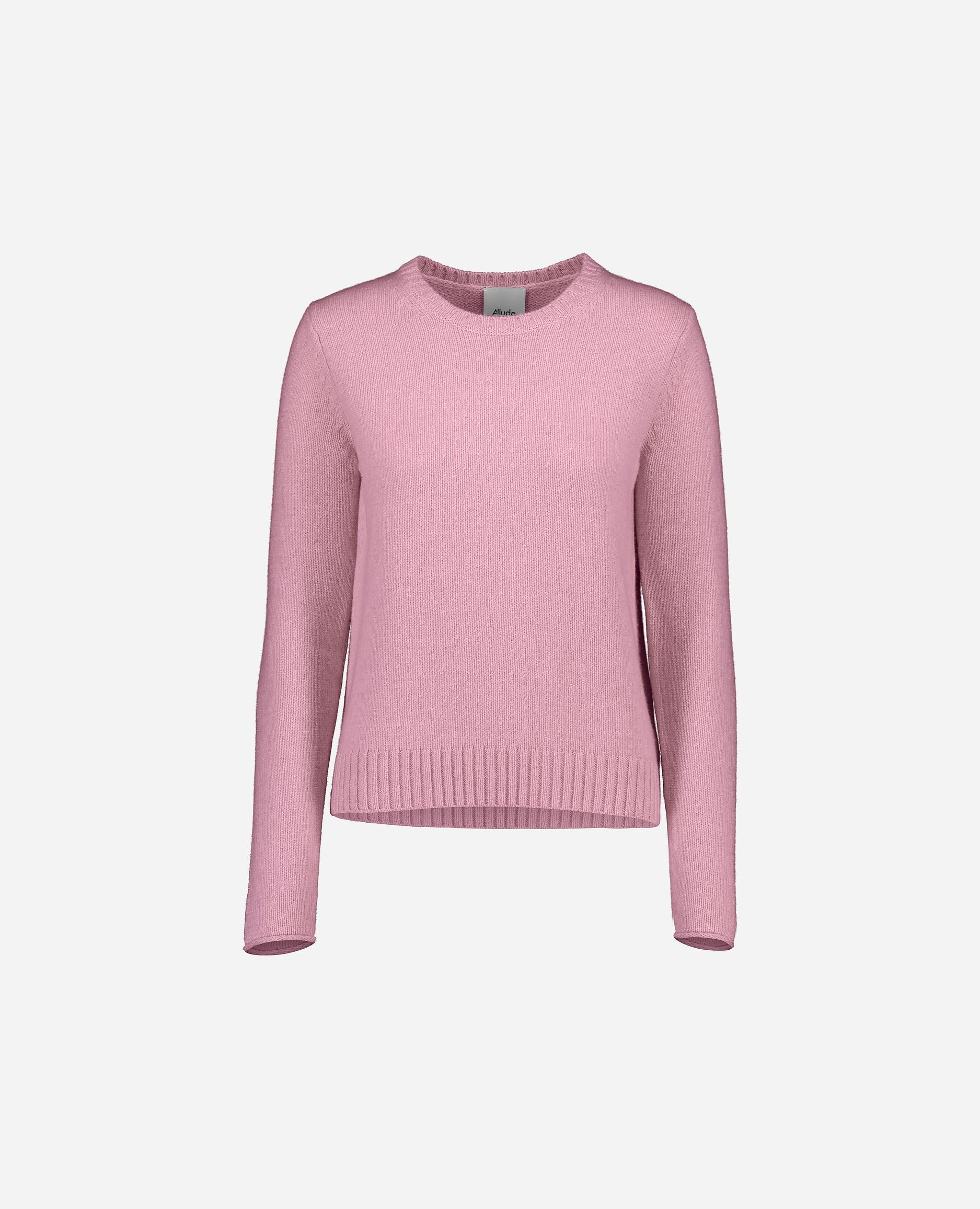 245-61001-62-S_hash_escaped_1 - Allude - 100% Cashmere Cashmere Damen Gerade Passform Langarm mittelschwerer Strick Pullover Rose Rundhalsausschnitt SAPG::245-61001 Winter 2024/2025