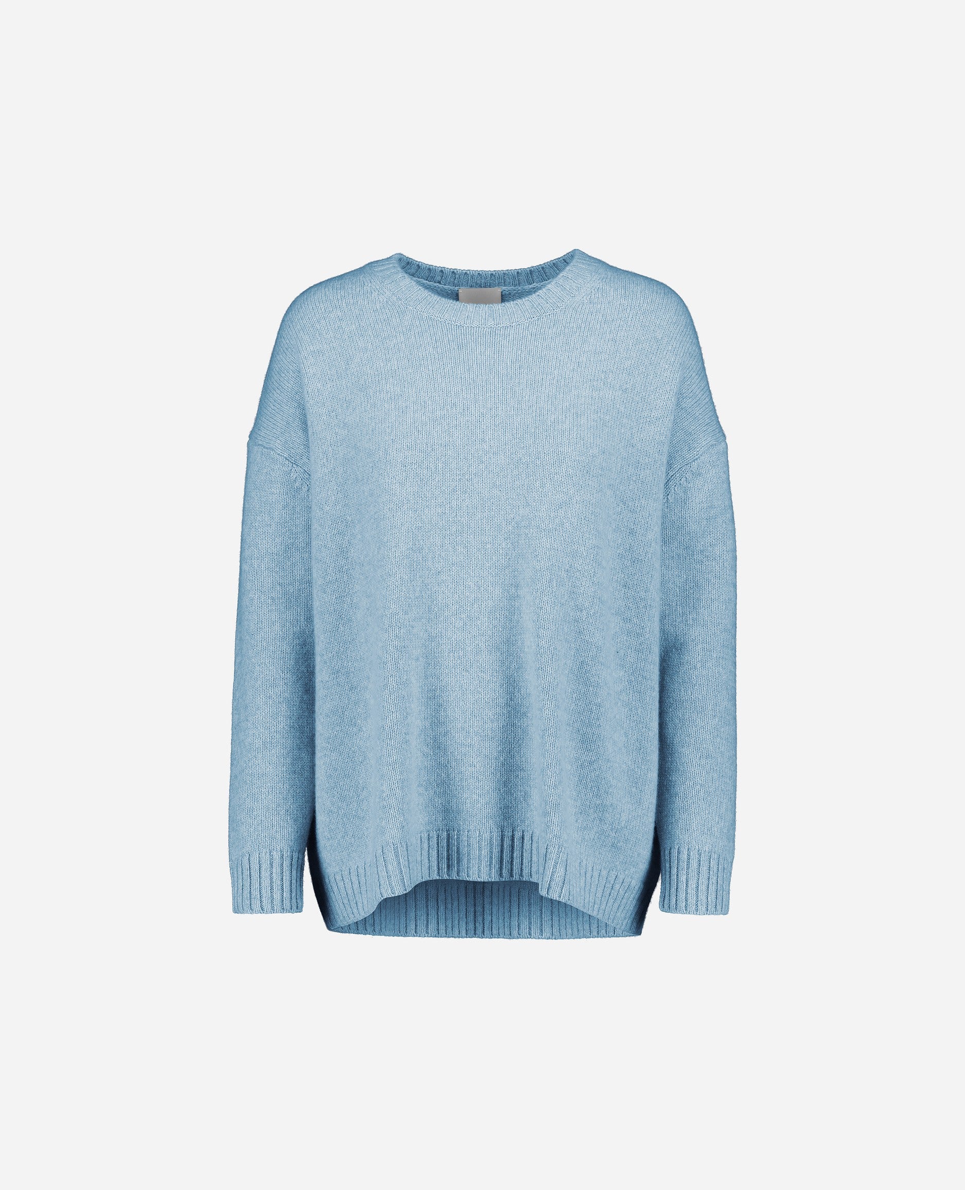 245-61002-16-1_1_colored - Allude - 100% Cashmere Blau Cashmere Damen Langarm Lockerer Schnitt mittelschwerer Strick Pullover Rundhalsausschnitt SAPG::245-61002 Winter 2024/2025