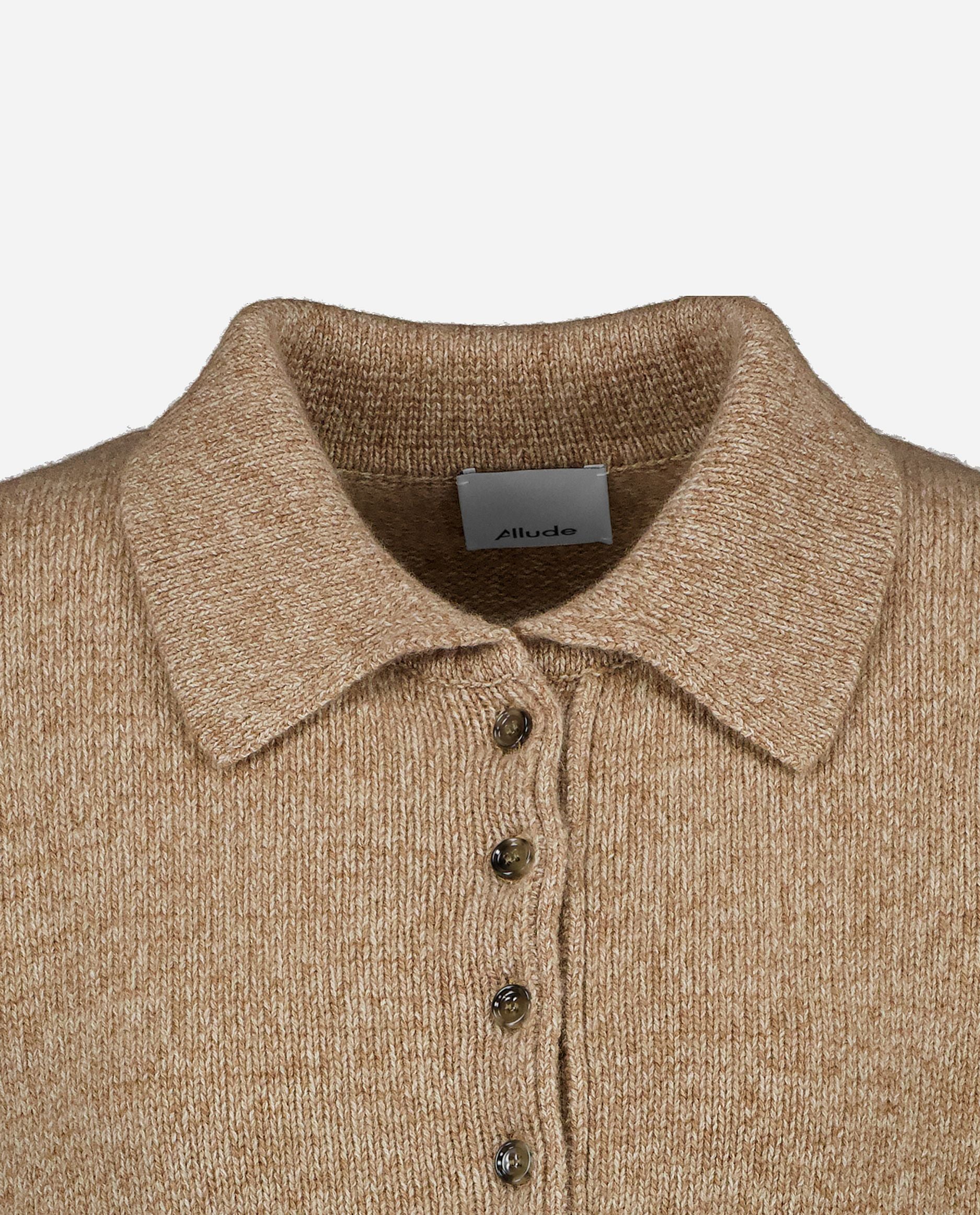 245-61003-43-S_hash_escaped_3 - Allude - 100% Cashmere Beige Cashmere Damen Kastiger Schnitt Langarm mittelschwerer Strick Polo-Kragen Pullover SAPG::245-61003 Winter 2024/2025