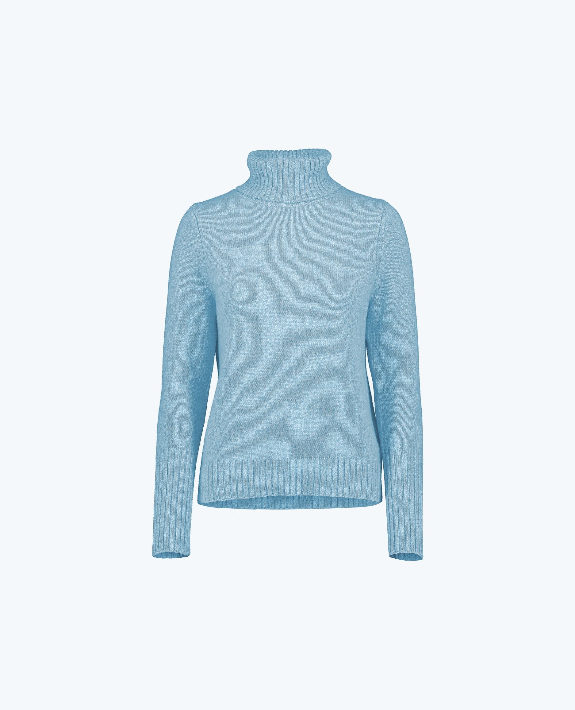 245-61004-16-S_hash_escaped_1 - Allude - 100% Cashmere Blau Cashmere Damen Gerade Passform Langarm mittelschwerer Strick Pullover Rollkragen SAPG::245-61004 Winter 2024/2025