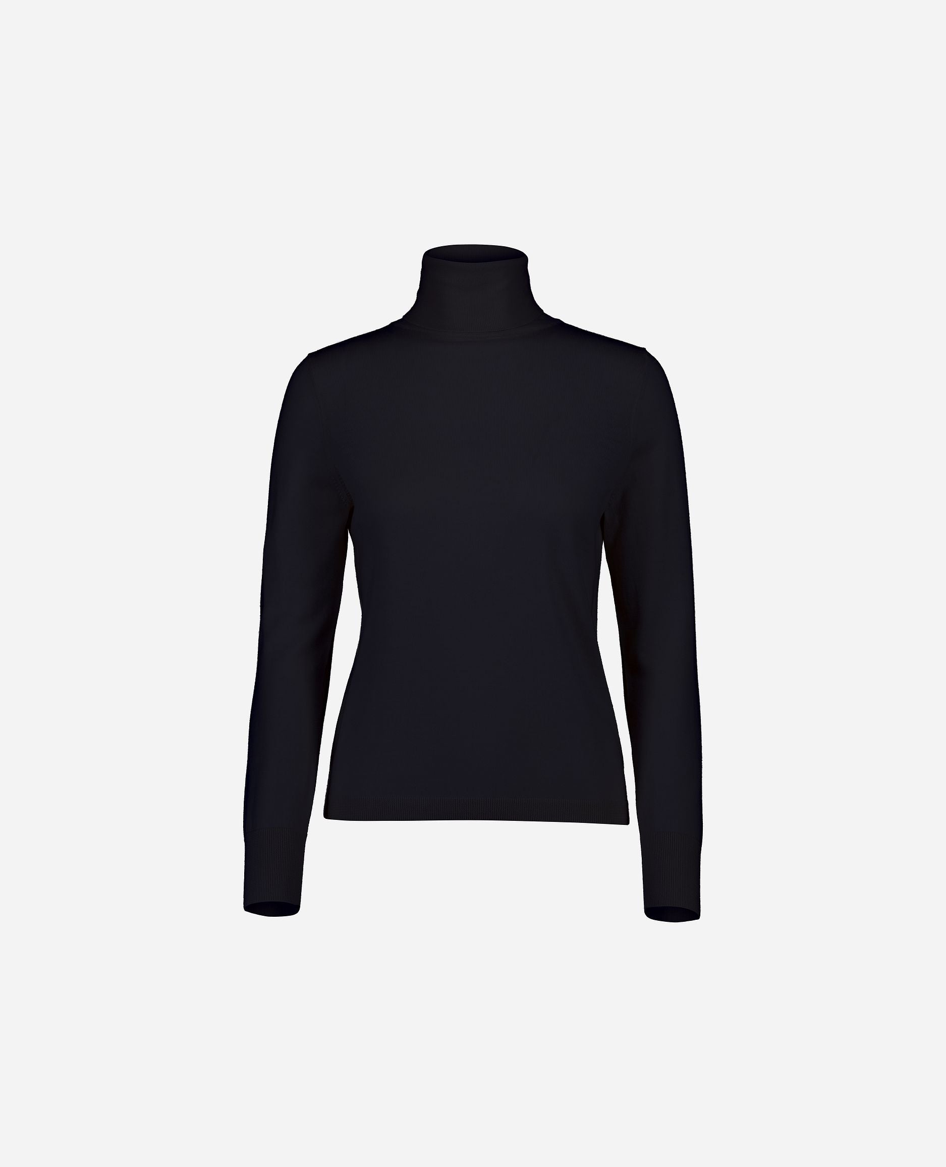 245-64010-414-S_hash_escaped_1 - Allude - 100% Wolle (Merino) Basic Damen Feinstrick Gerade Passform Langarm Navy Pullover Rollkragen SAPG::245-64010 Winter 2024/2025 Wolle