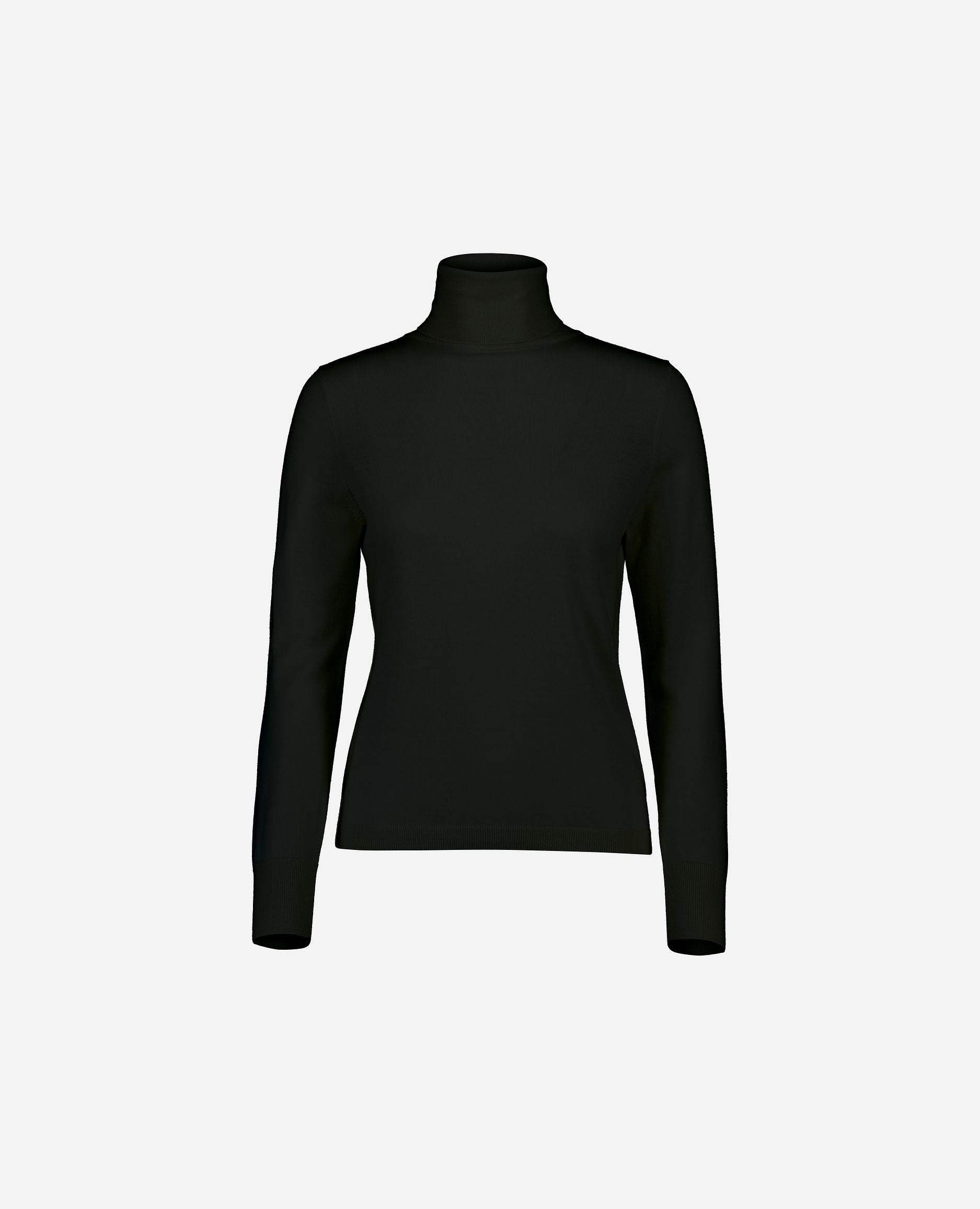 245-64010-490-S_hash_escaped_1 - Allude - 100% Wolle (Merino) Basic Damen Feinstrick Gerade Passform Langarm Pullover Rollkragen SAPG::245-64010 Schwarz Winter 2024/2025 Wolle