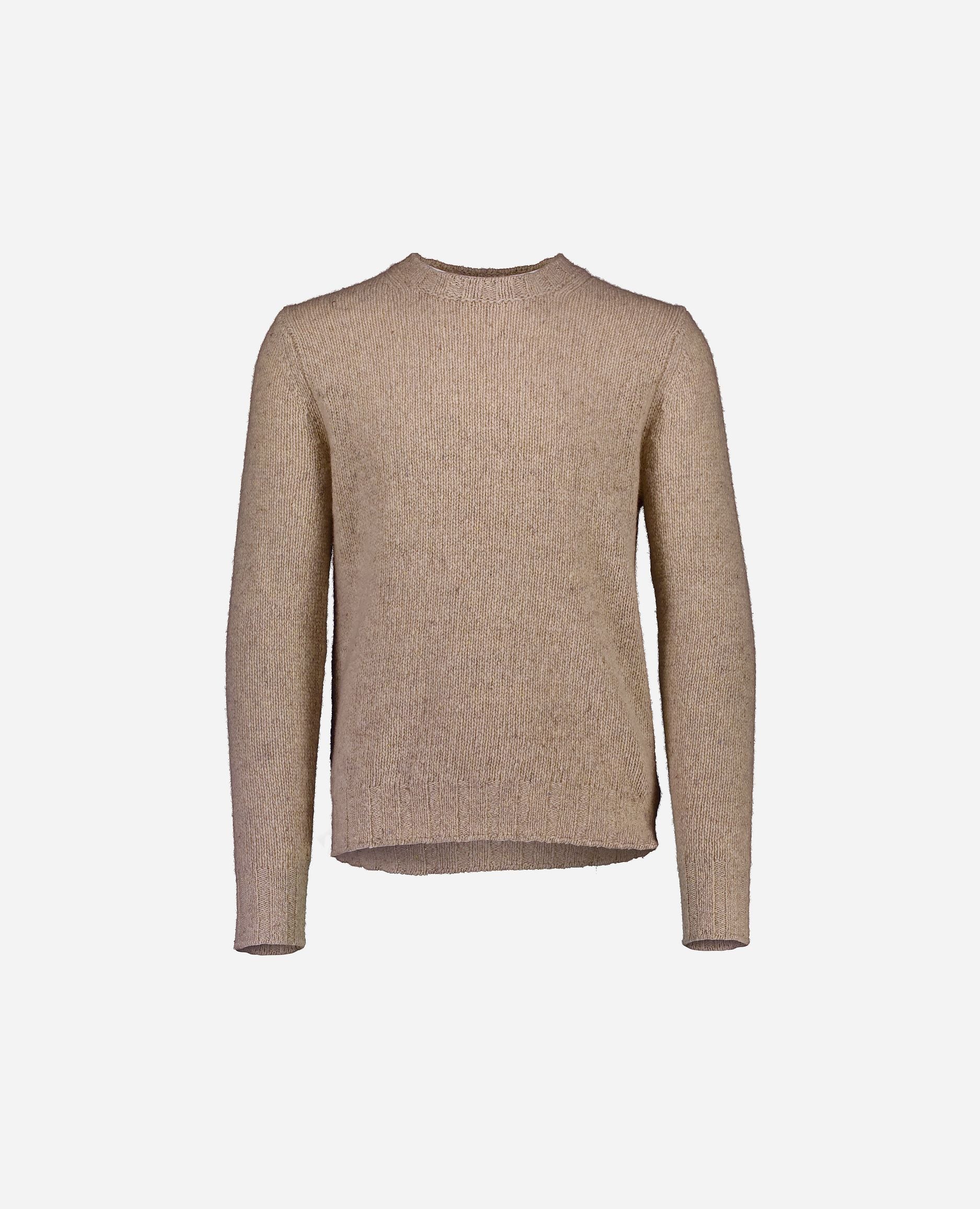 245-69000-43-S_hash_escaped_1 - Allude - 100% Cashmere Basic Beige Cashmere Gerade Passform Grobstrick Herren Langarm Pullover Rundhalsausschnitt SAPG::245-69000 Winter 2024/2025