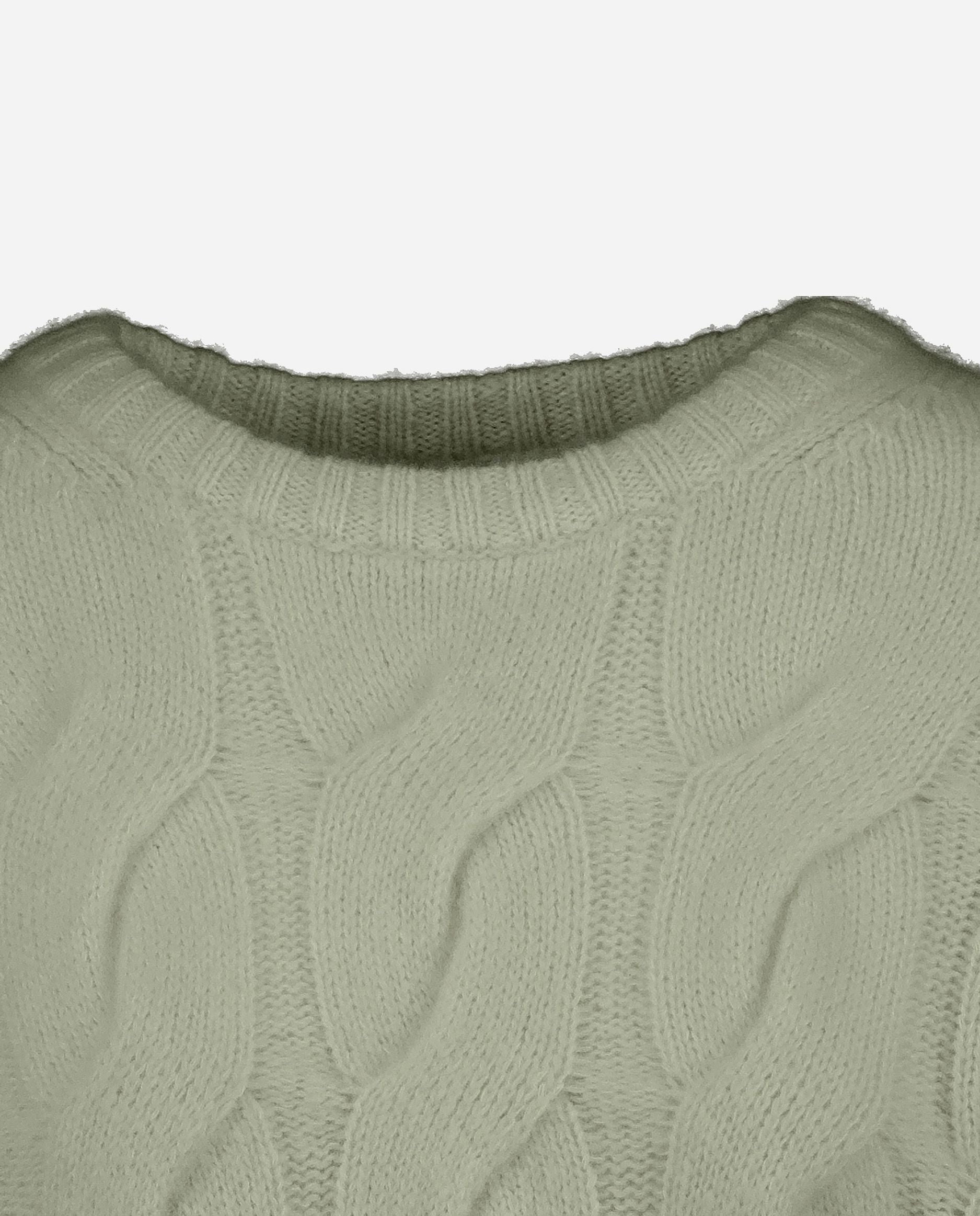 245-77002-31-S_hash_escaped_3 - Allude - 25% Seide 75% Cashmere Cashmere Damen Grobstrick Grün Kastiger Schnitt Langarm Pullover Rundhalsausschnitt SAPG::245-77002 Winter 2024/2025