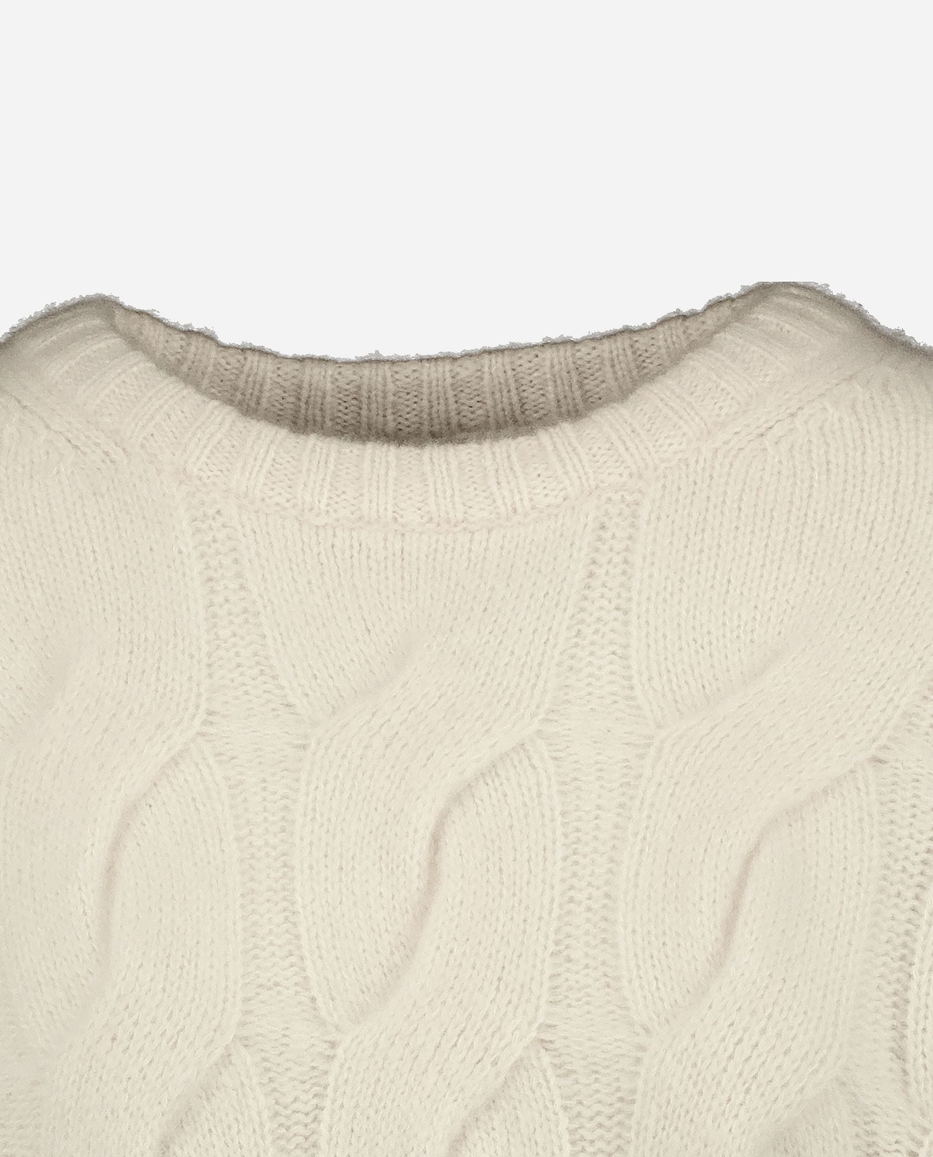 245-77002-40-S_hash_escaped_3 - Allude - 25% Seide 75% Cashmere Cashmere Damen Grobstrick Kastiger Schnitt Langarm Pullover Rundhalsausschnitt SAPG::245-77002 Weiß Winter 2024/2025