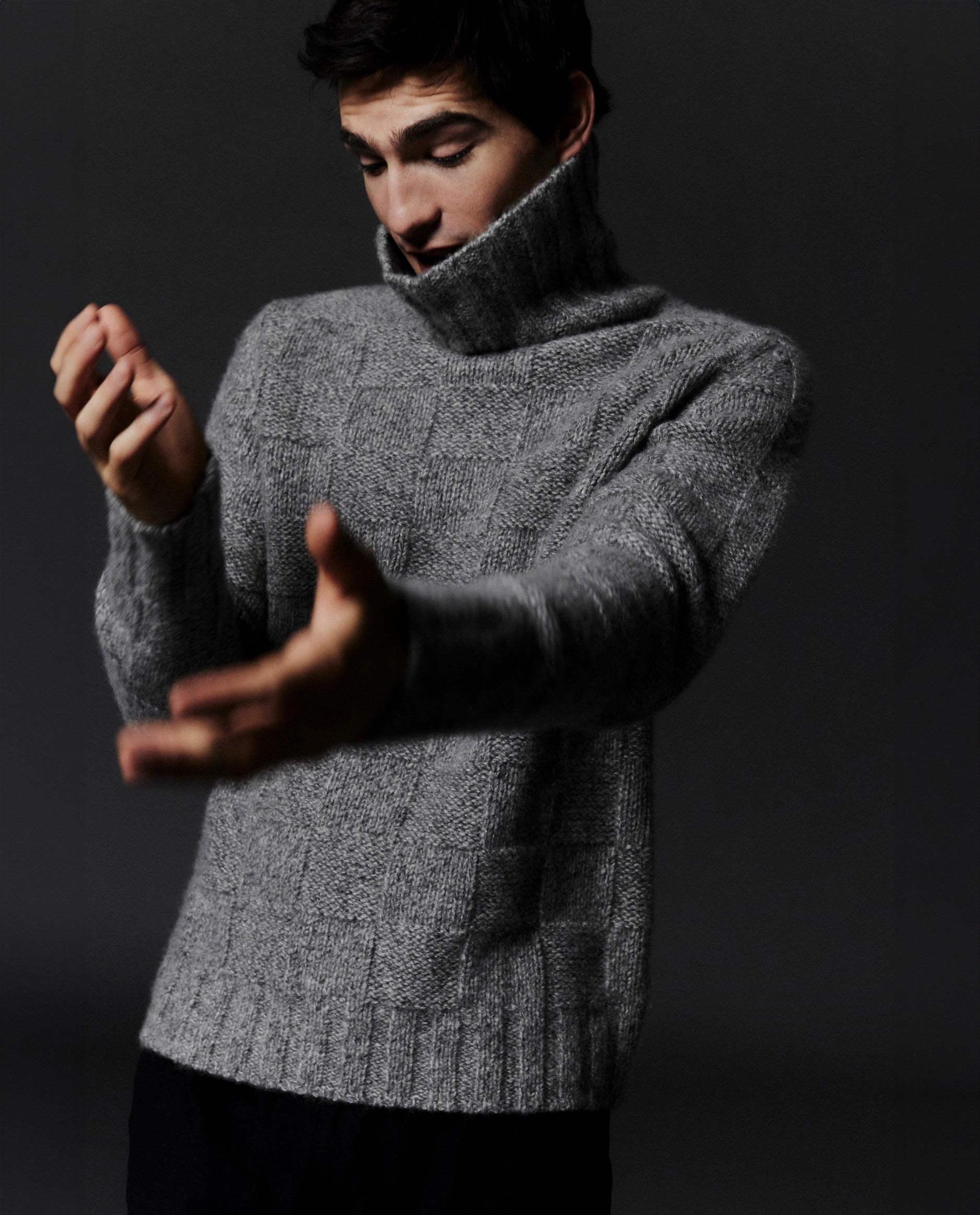 Cashmere Rollkragen Grobstrick Herren Kaschmir Pullover Dicker