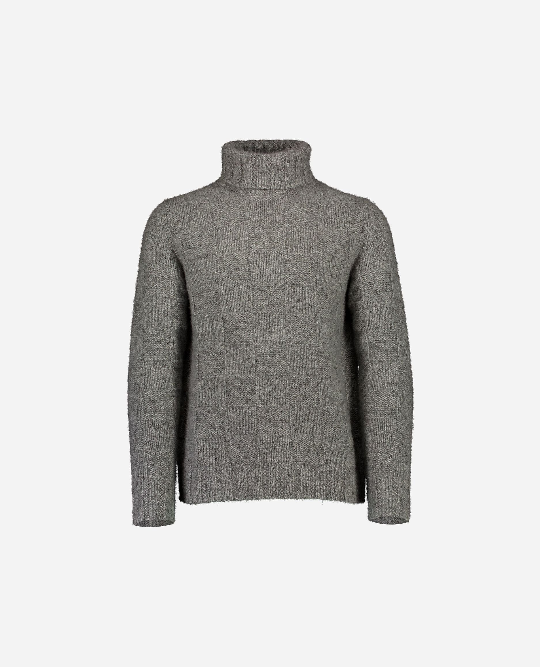 245-77902-83-S_hash_escaped_1 - Allude - 25% Seide 75% Cashmere Cashmere Gerade Passform Grau Grobstrick Herren Langarm Pullover Rollkragen SAPG::245-77902 Winter 2024/2025