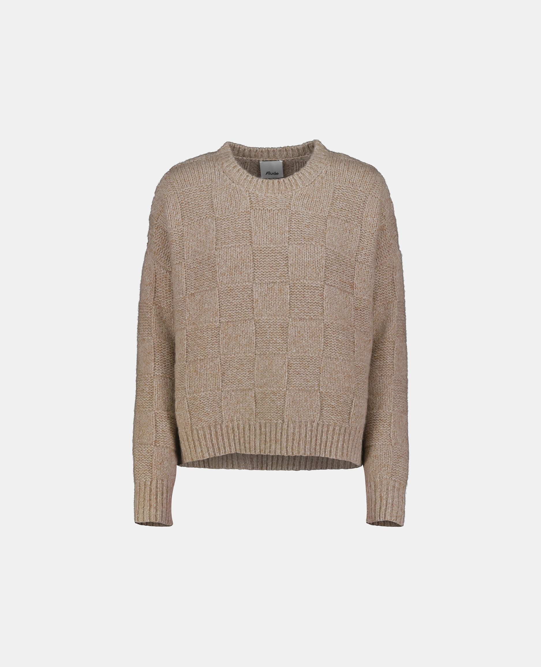 245-78001-46-S_hash_escaped_1 - Allude - 25% Seide 75% Cashmere Beige Cashmere Damen Grobstrick Langarm Lockerer Schnitt Pullover Rundhalsausschnitt SAPG::245-78001 Winter 2024/2025