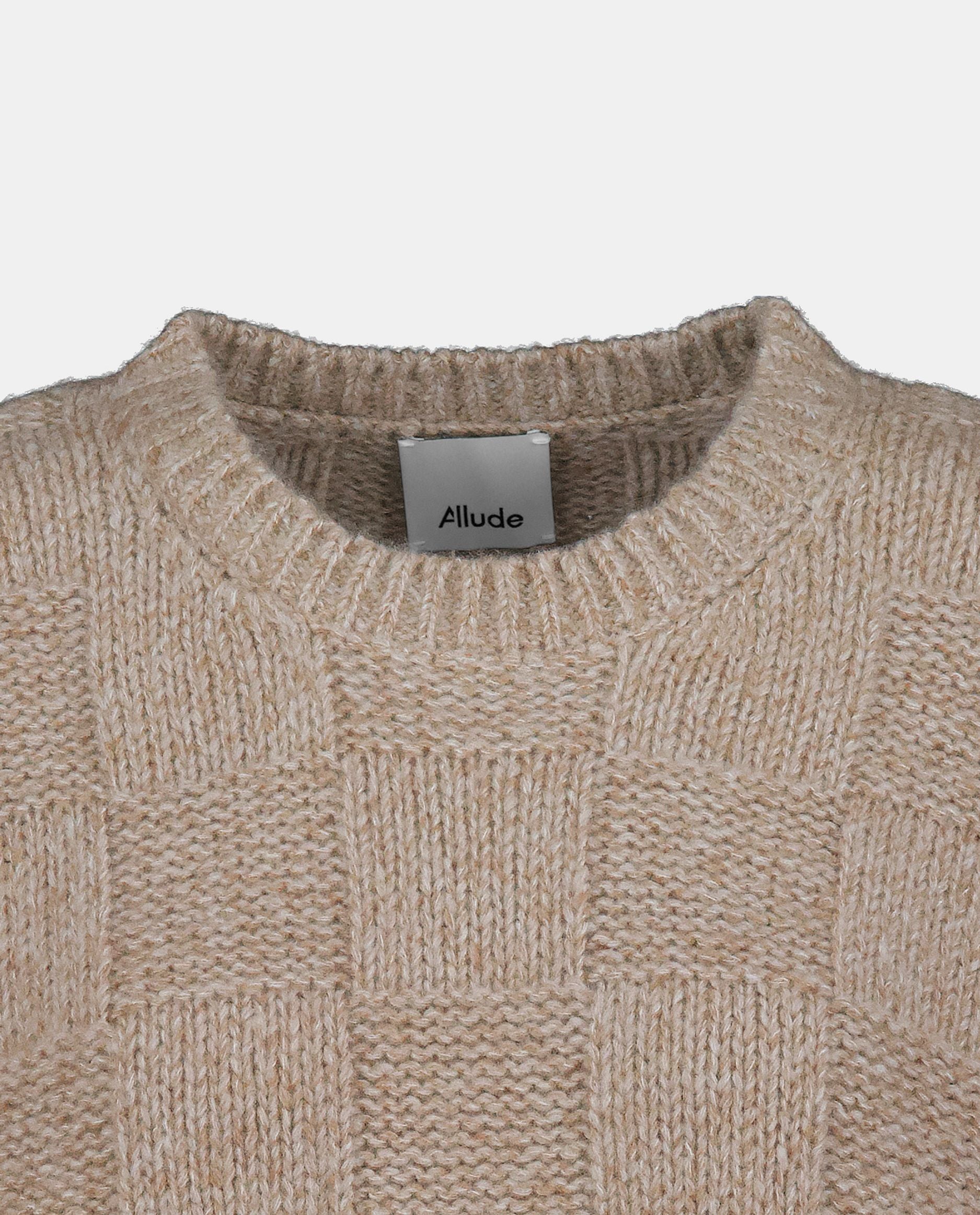 245-78001-46-S_hash_escaped_3 - Allude - 25% Seide 75% Cashmere Beige Cashmere Damen Grobstrick Langarm Lockerer Schnitt Pullover Rundhalsausschnitt SAPG::245-78001 Winter 2024/2025