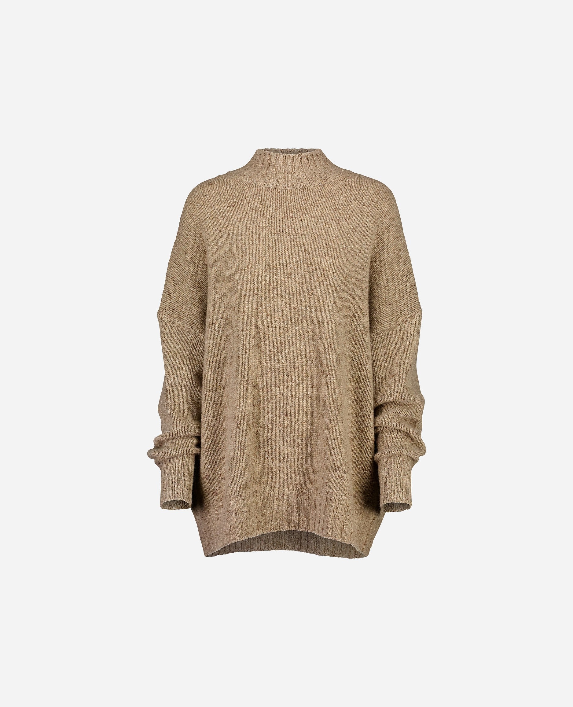 246-26001-43-1 - Allude - All Winter 2024/2025 Beige Cashmere Damen Flachstrick Grobstrick Langarm Pullover SAPG::246-26001 Stehkragen