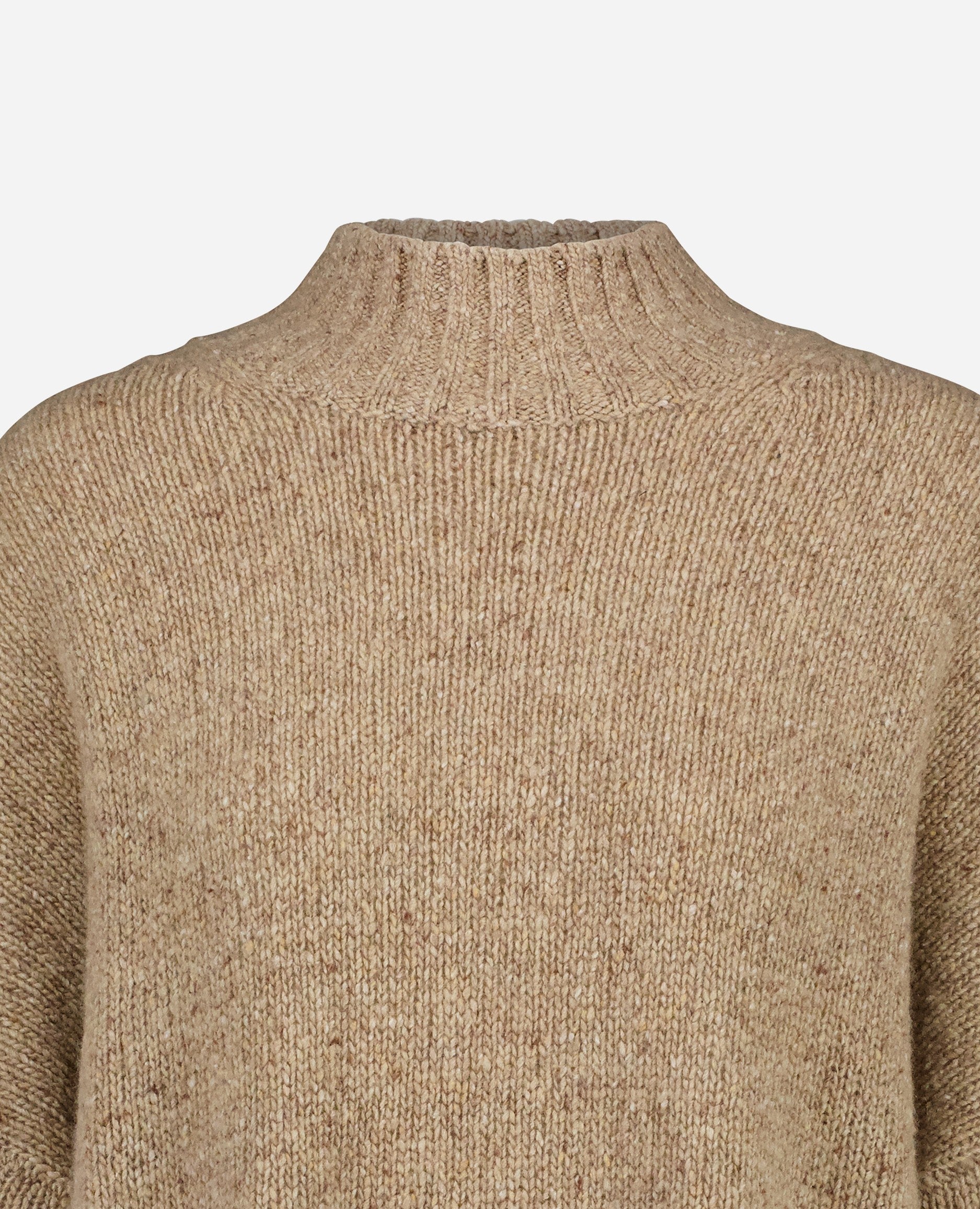 246-26001-43-3 - Allude - All Winter 2024/2025 Beige Cashmere Damen Flachstrick Grobstrick Langarm Pullover SAPG::246-26001 Stehkragen