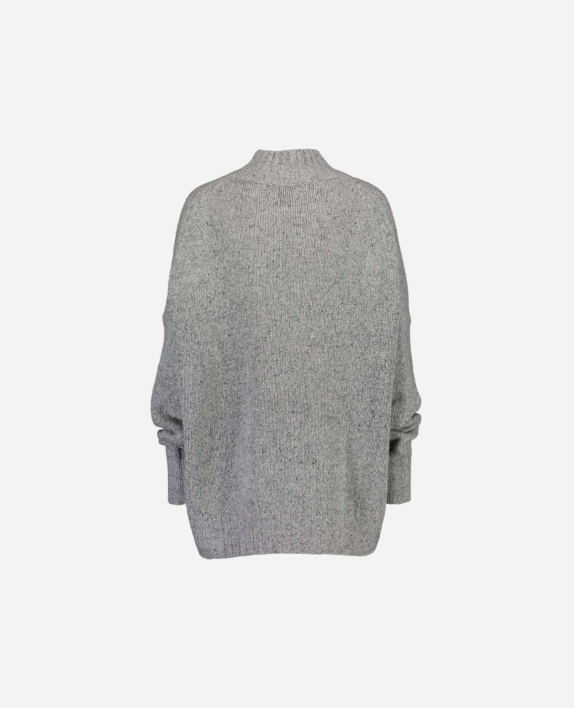 246-26001-83-2 - Allude - All Winter 2024/2025 Cashmere Damen Flachstrick Grau Grobstrick Langarm Pullover SAPG::246-26001 Stehkragen