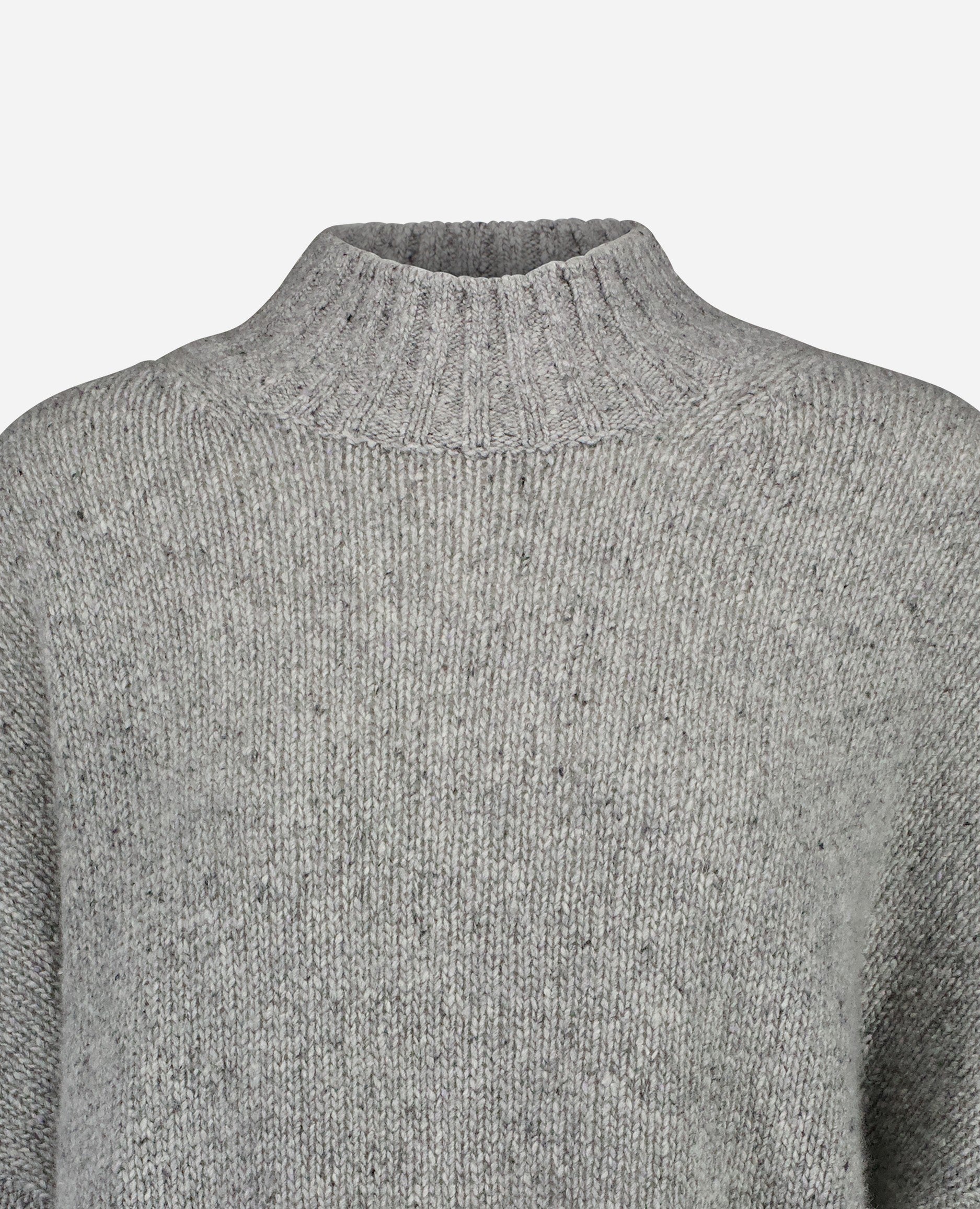 246-26001-83-3 - Allude - All Winter 2024/2025 Cashmere Damen Flachstrick Grau Grobstrick Langarm Pullover SAPG::246-26001 Stehkragen